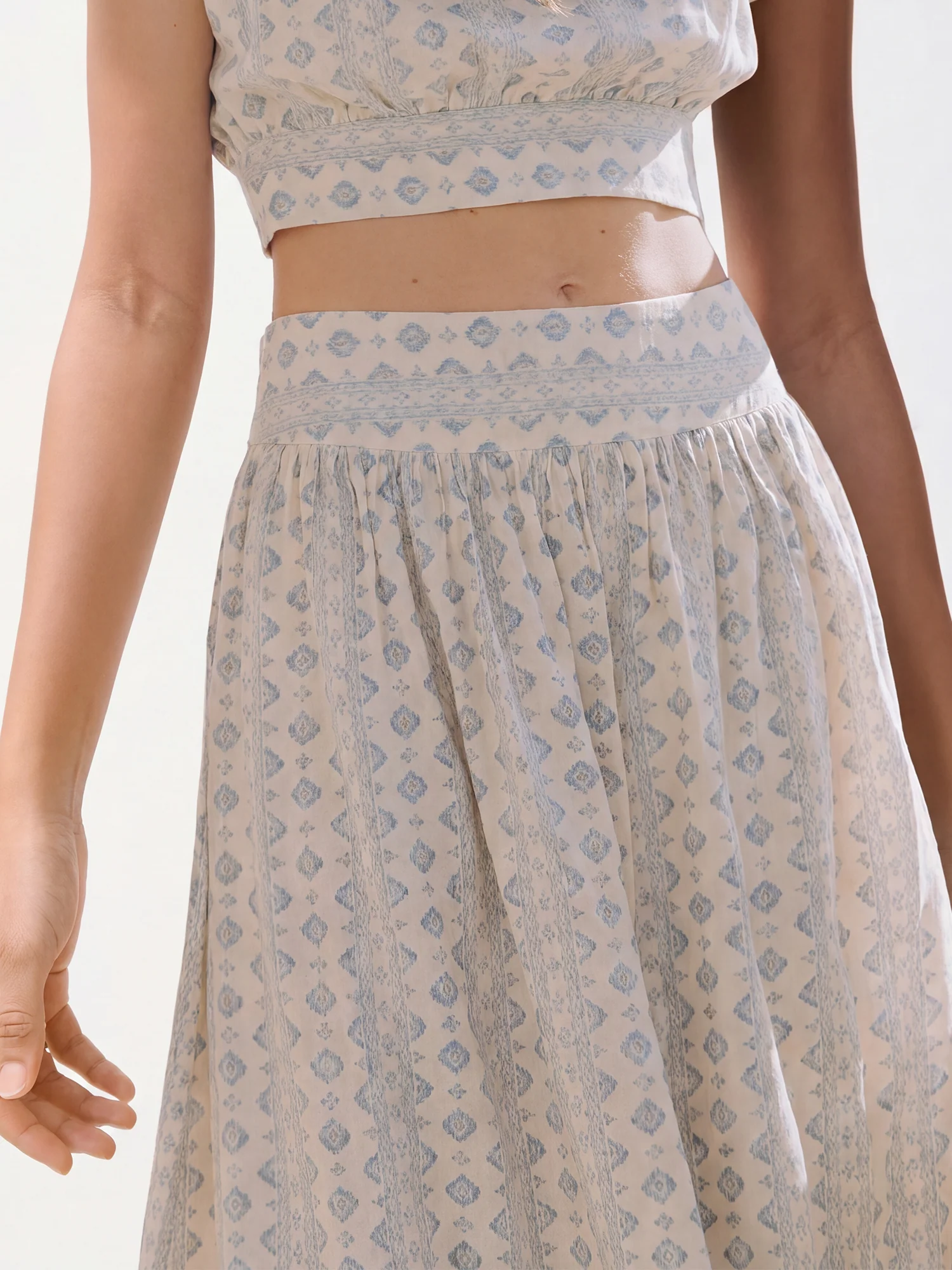 A-Line Block Print Midi Skirt - Image 3