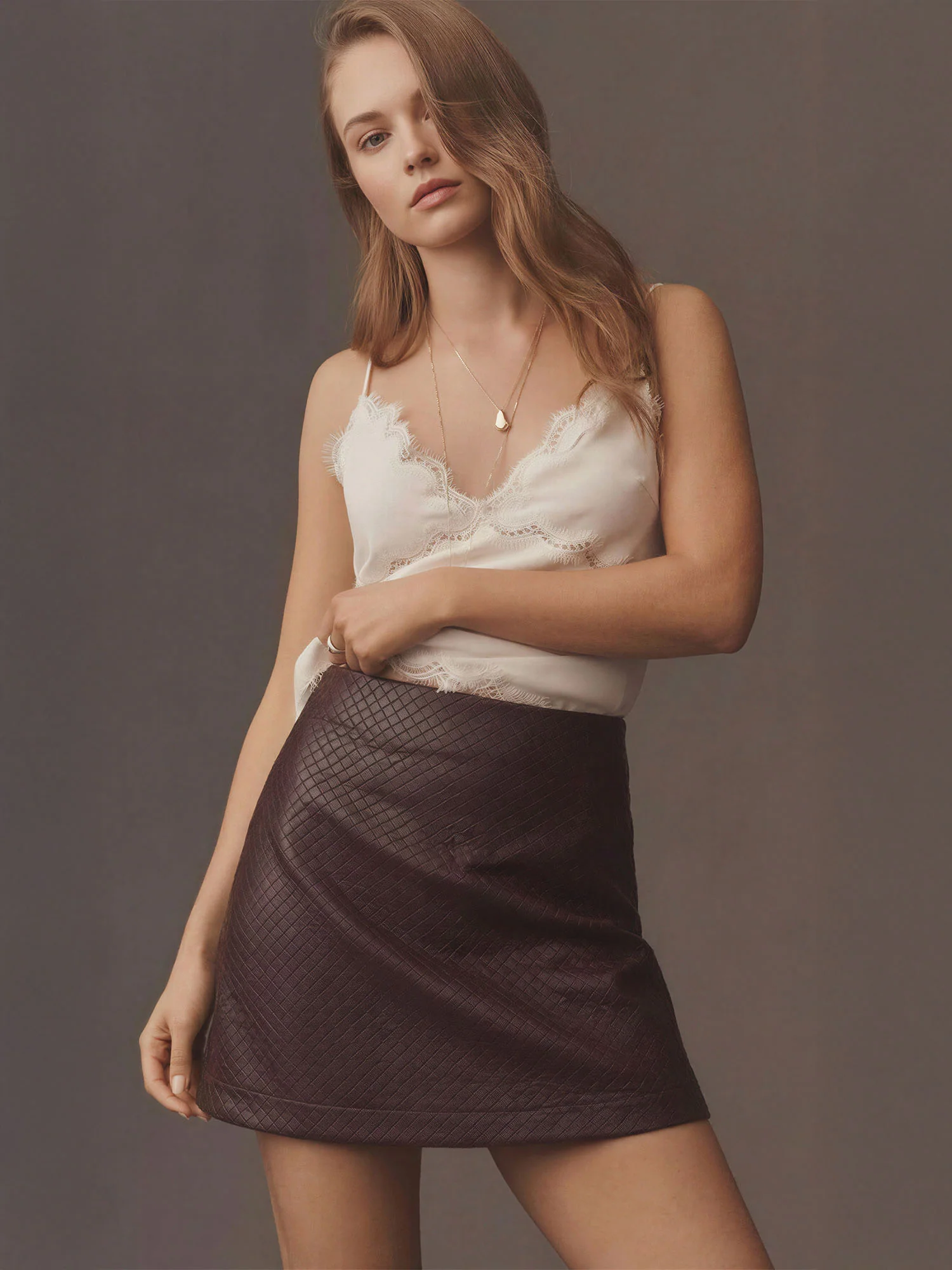 Basket Weave Faux Leather Mini Skirt - Image 7
