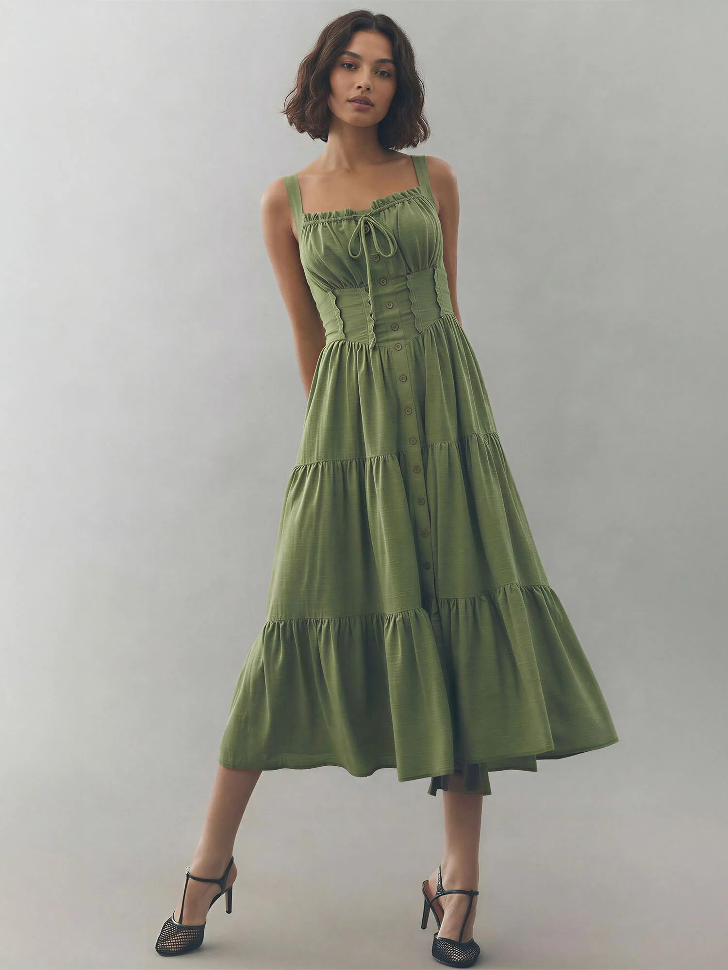 Beatrix Tiered Fit and Flare Midi Dress - Image 3