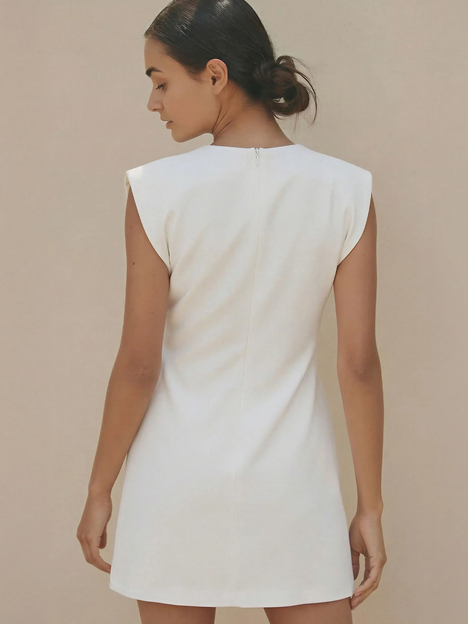 Cinched Pleated Waist Detail A-Line Mini Dress - Image 10