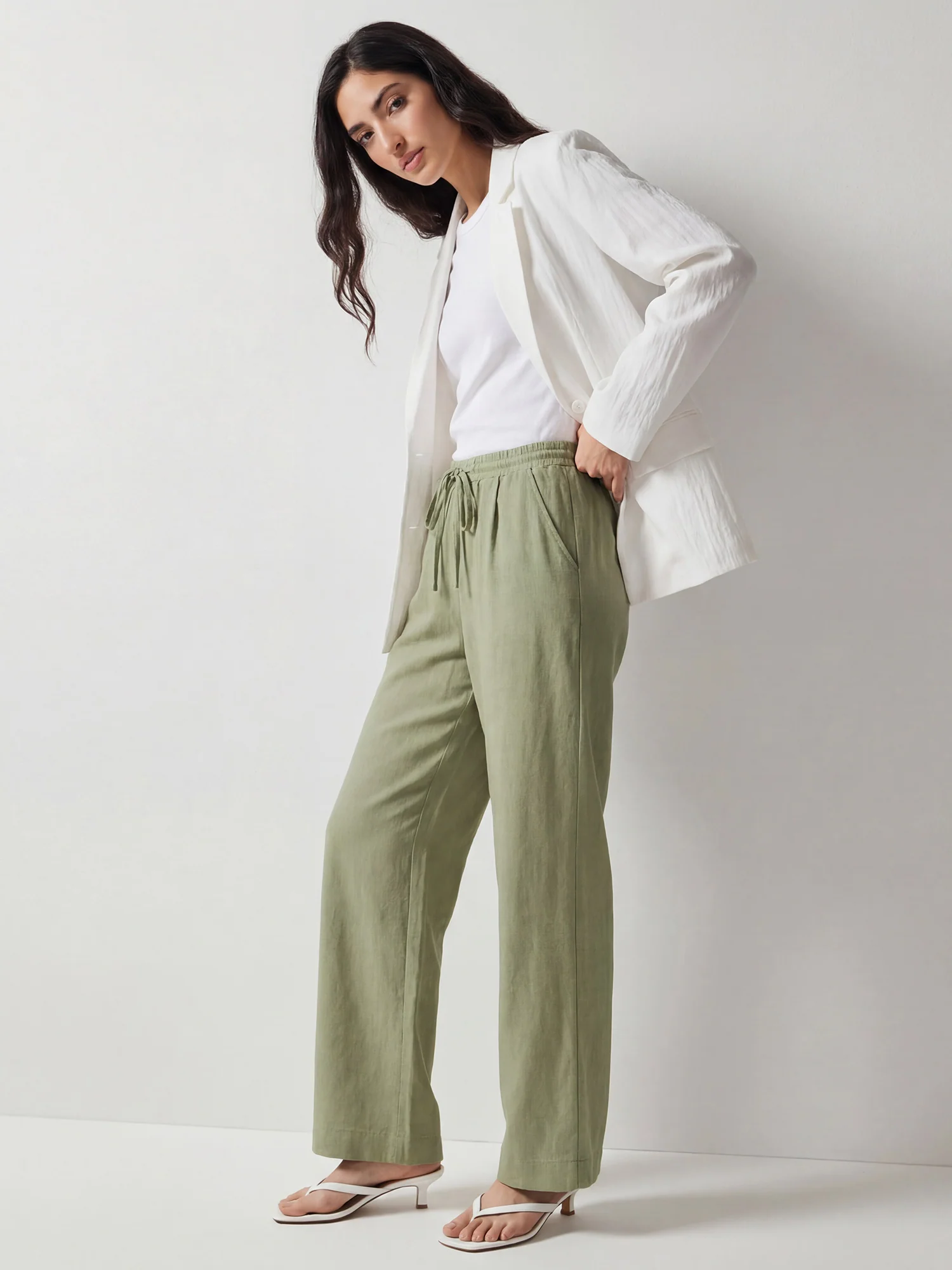 Crinkle Flowy Open Blazer - Image 15
