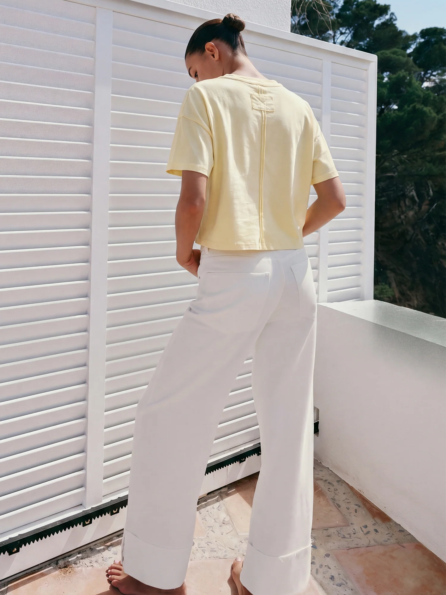 Cropped Button Henley Tee - Image 3