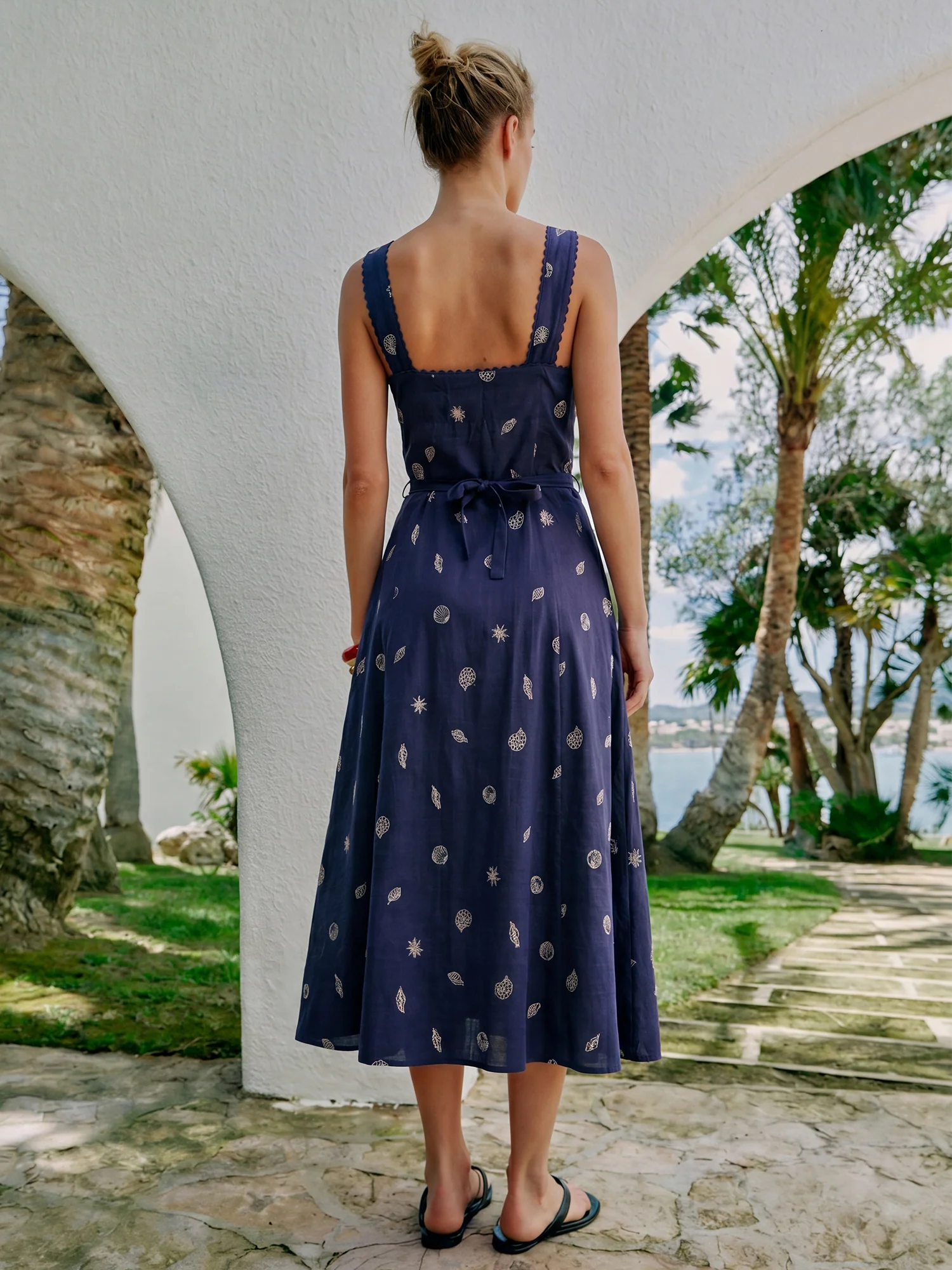 Floral Denim Midi Aline Sundress - Image 3