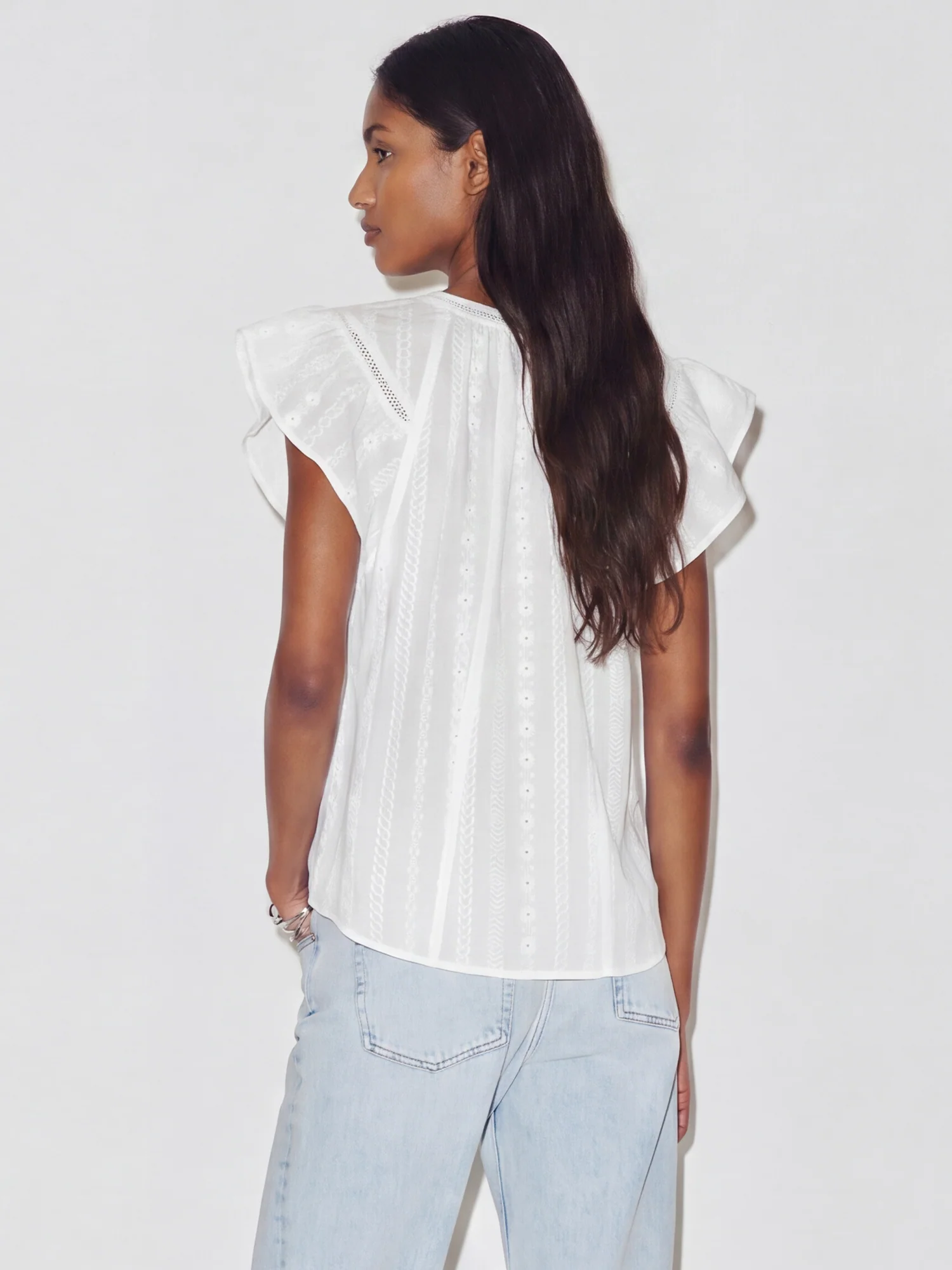 Flutter Sleeve Embrodeiry Blouse - Image 3