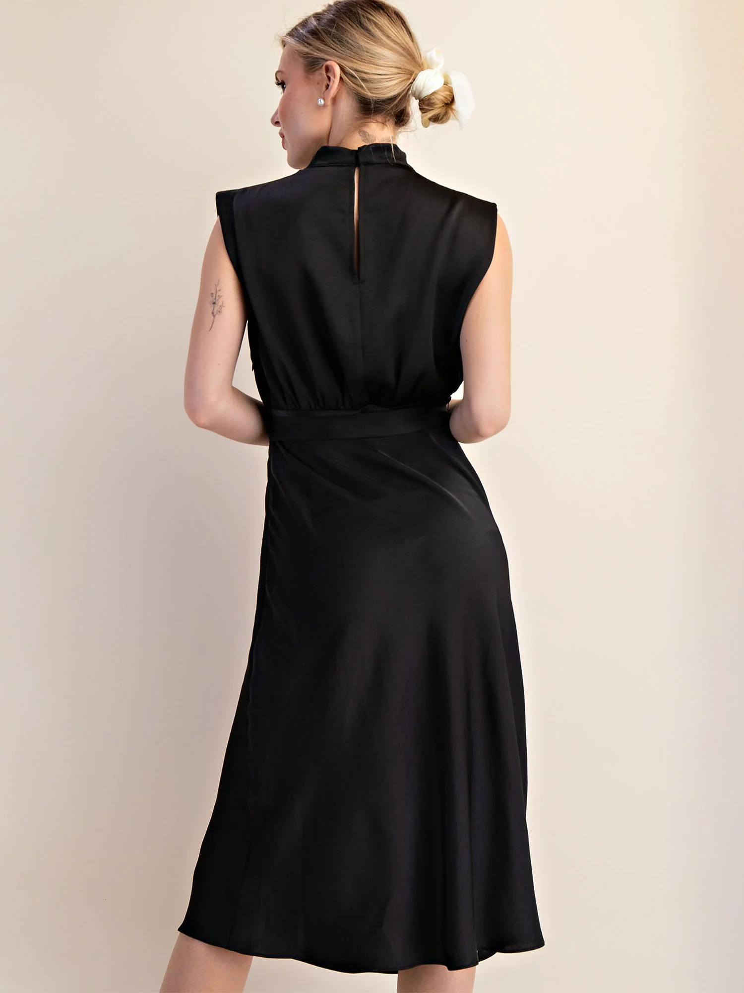 Cowl Neck Satin Midi Shift Dress - Image 6