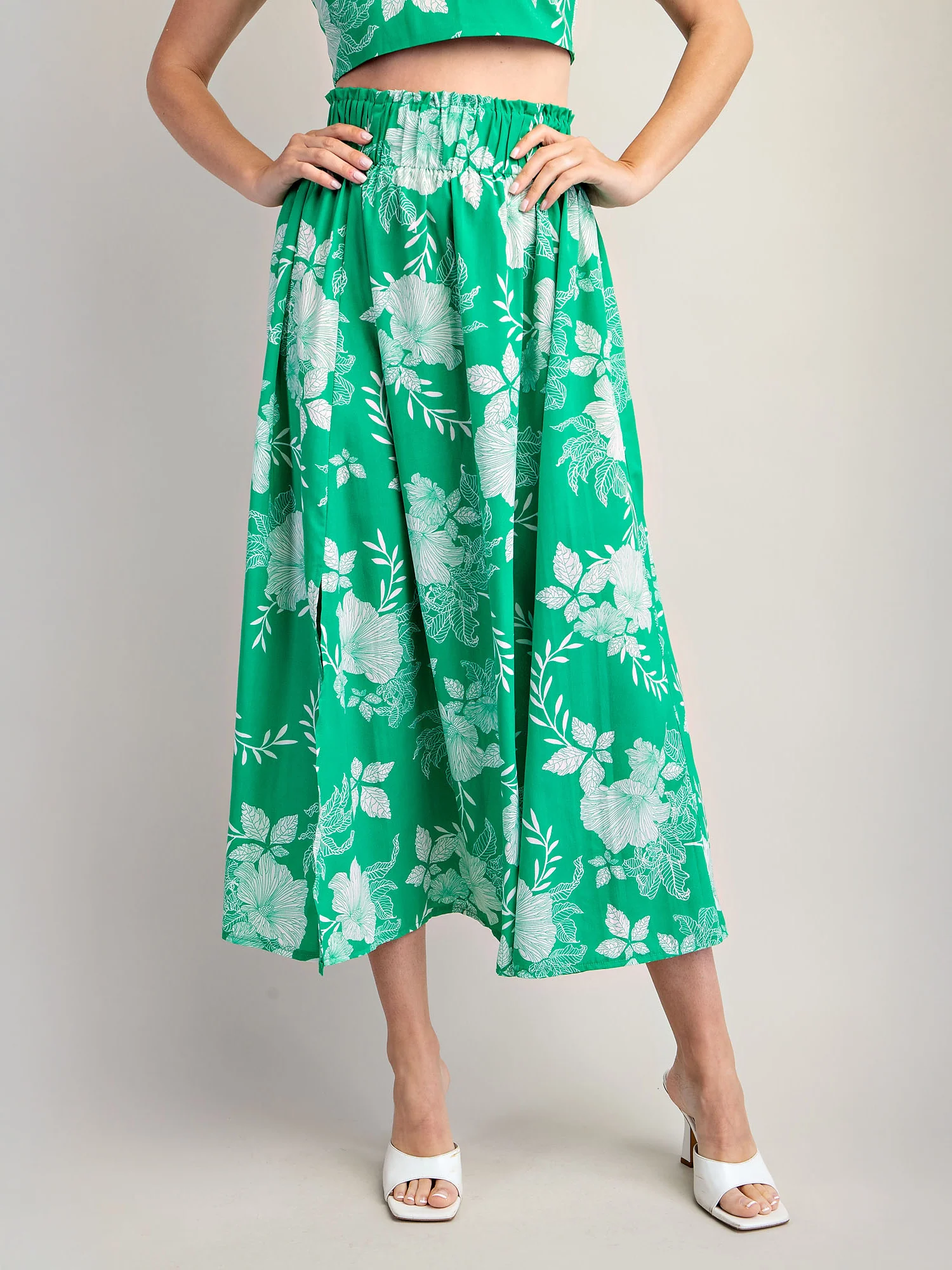 Tropical Floral Midi Circle Skirt - Image 8