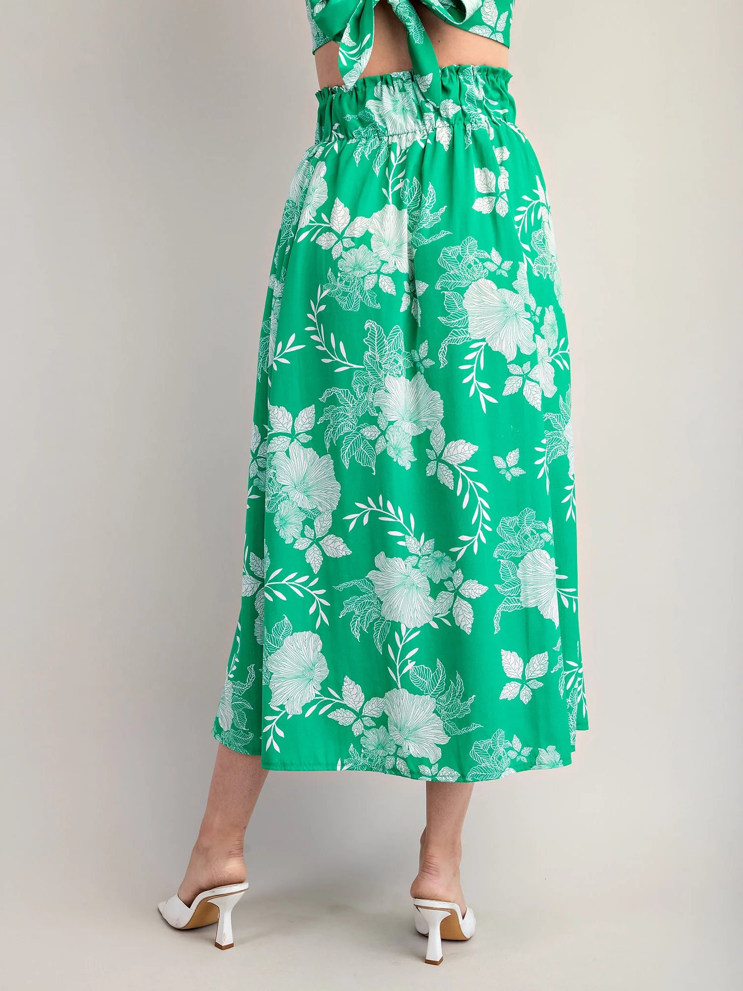 Tropical Floral Midi Circle Skirt - Image 9