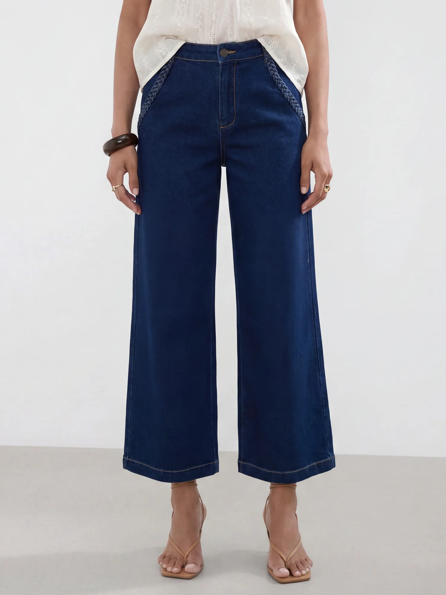 High Rise Wide Leg Crop Denim - Image 3