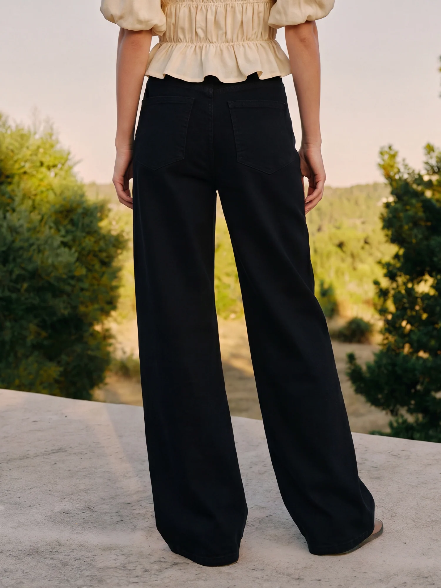 High Waisted Wide Leg Stretch Denim Jeans - Image 4