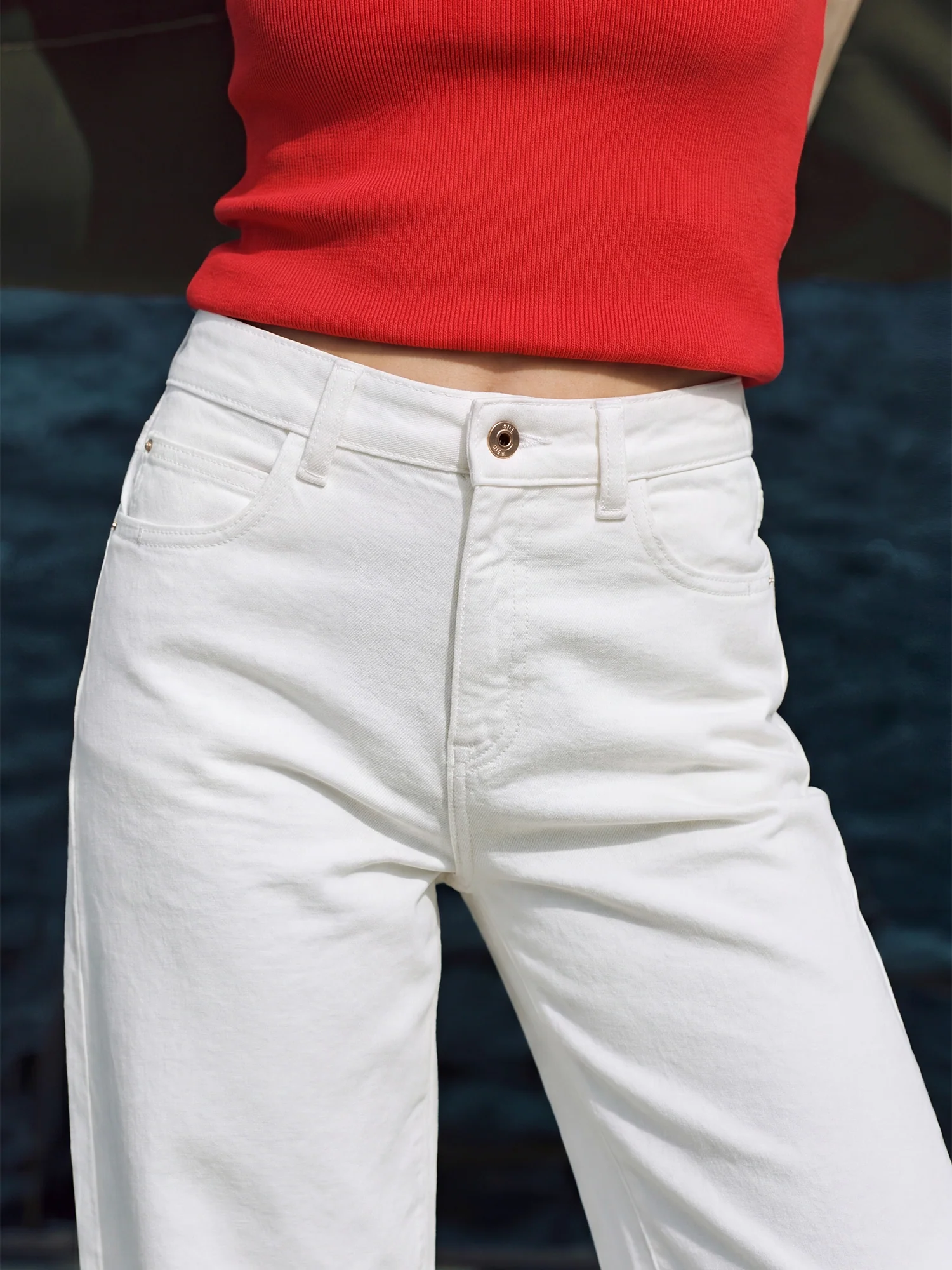High Waisted Wide Leg Stretch Denim Jeans - Image 8