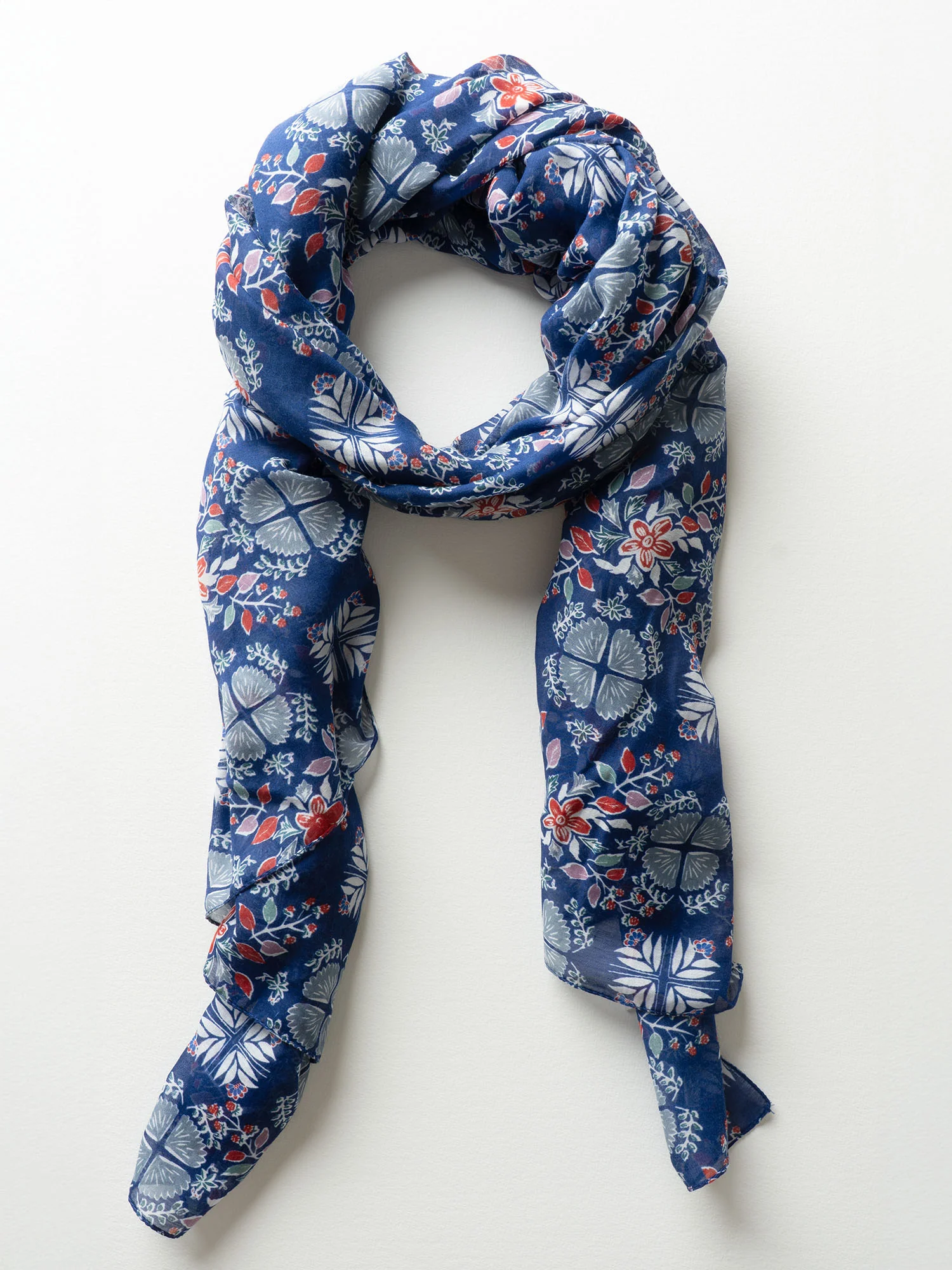 Large Blue Floral Scarf