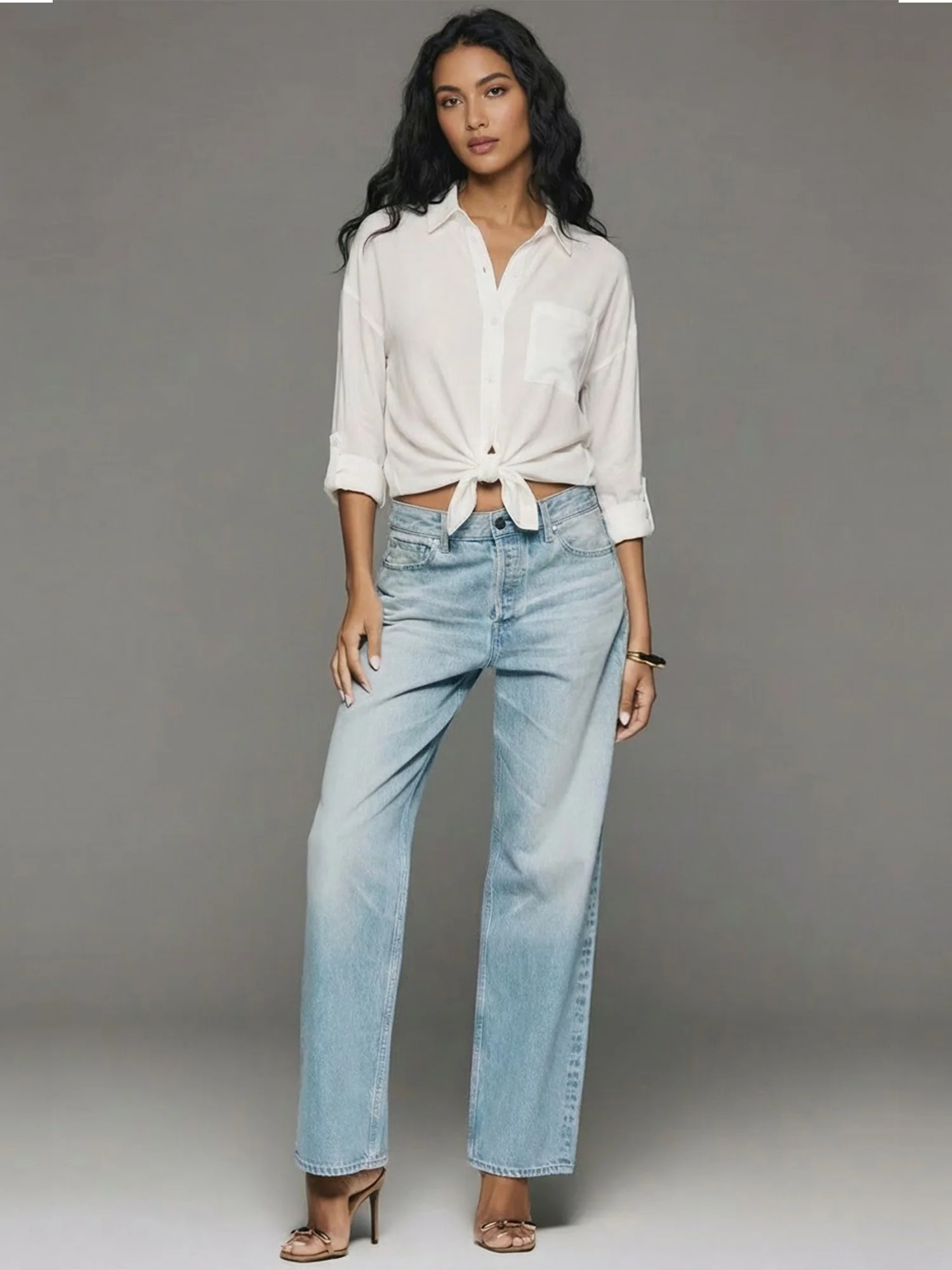 Longsleeves Chiffon Button Down Shirt