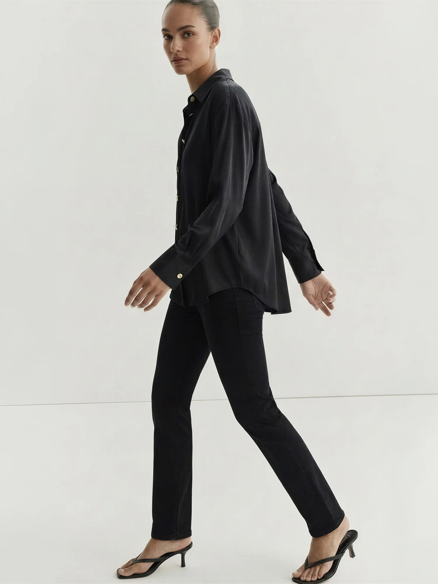 Longsleeves Stretch Satin Button Down Shirt - Image 3