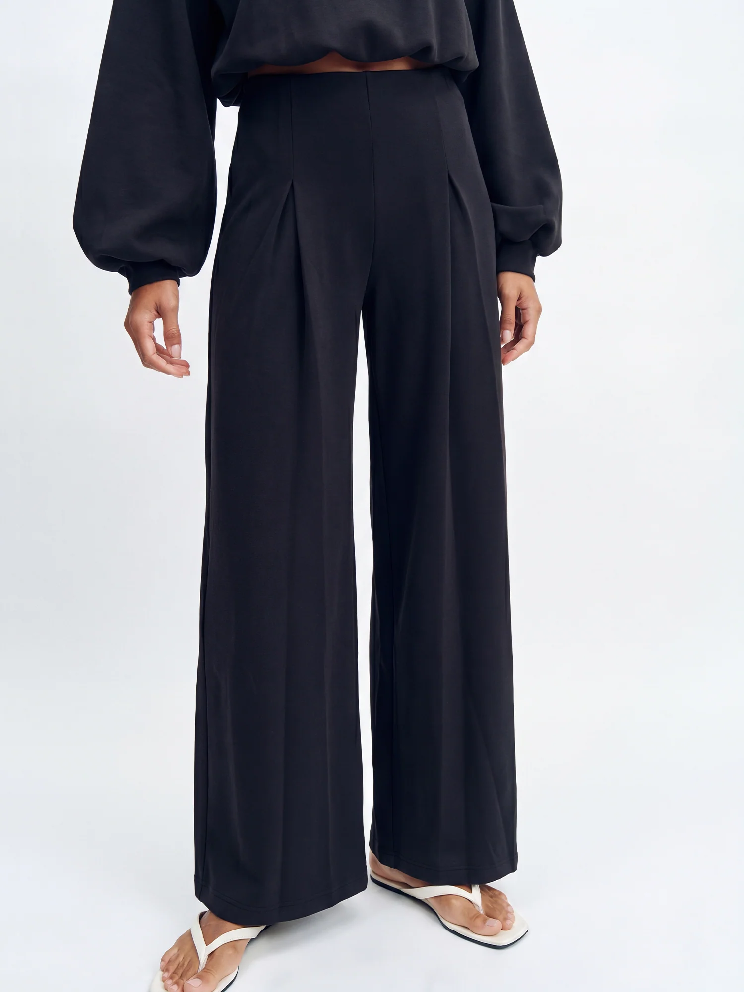 Lush Fleece High Waisted Wide Leg Lounge Trousers - Image 2