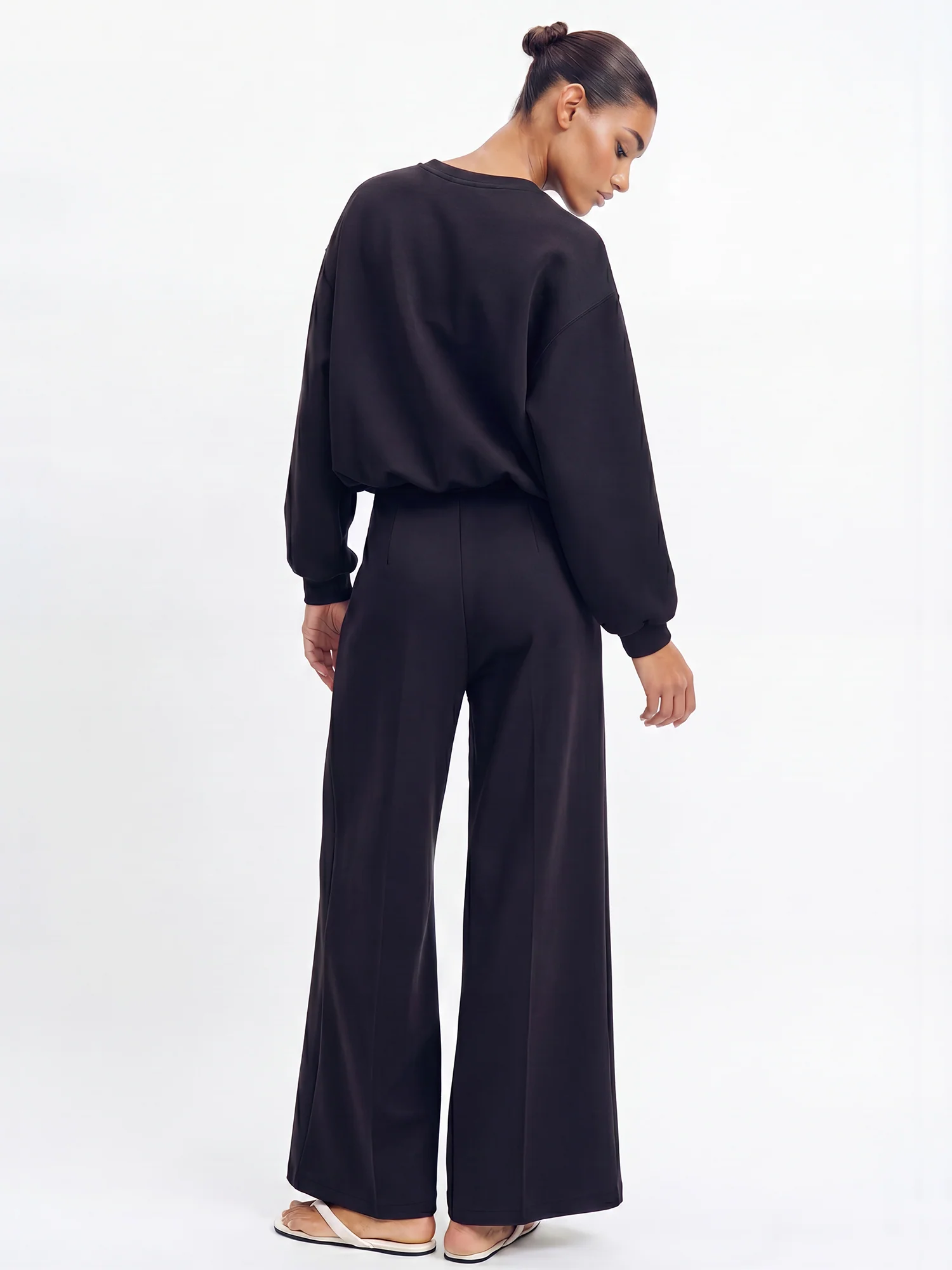 Lush Fleece High Waisted Wide Leg Lounge Trousers - Image 3