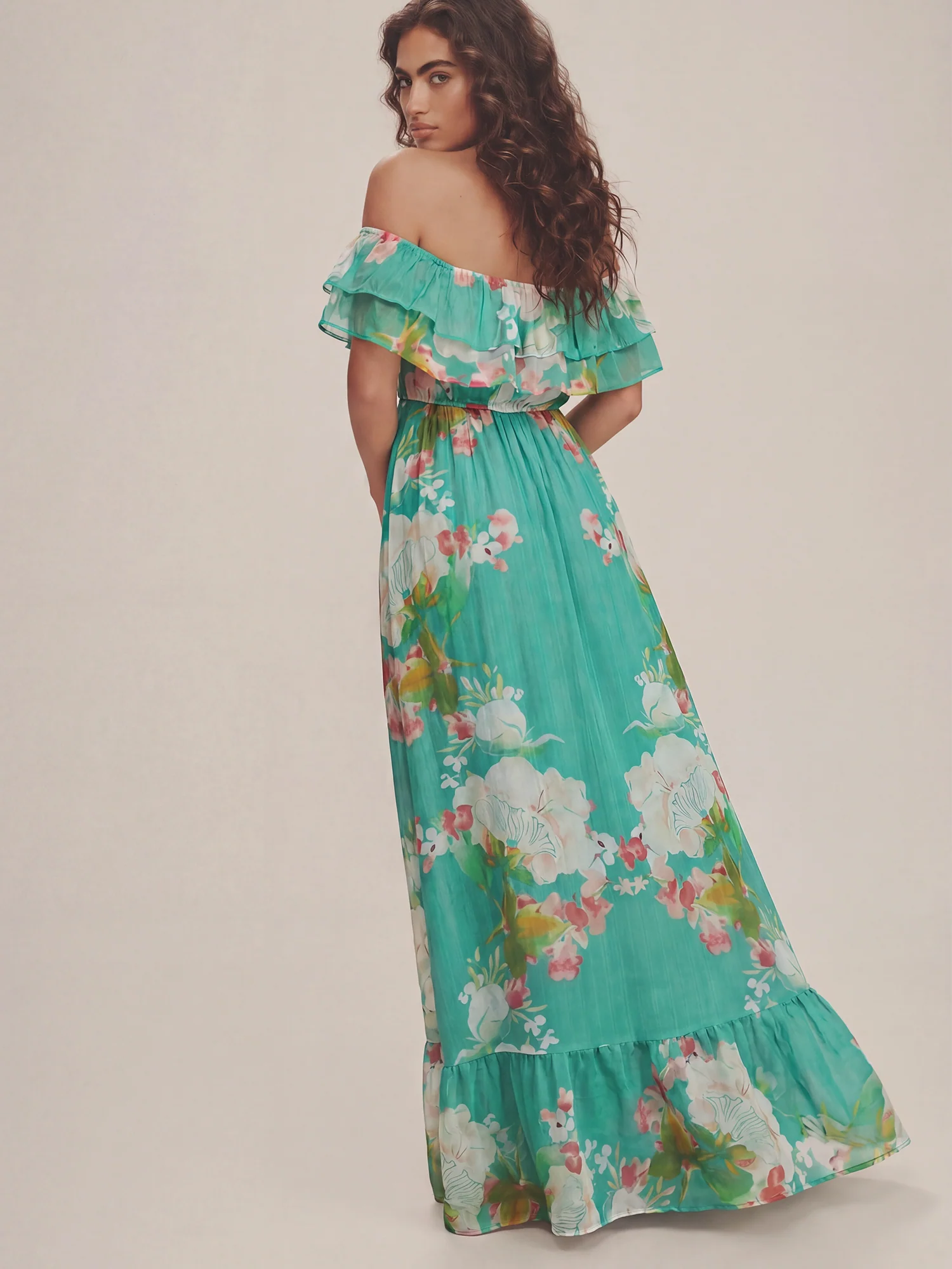 Off The Shoulder Floral Woven Maxi Dress - Image 4