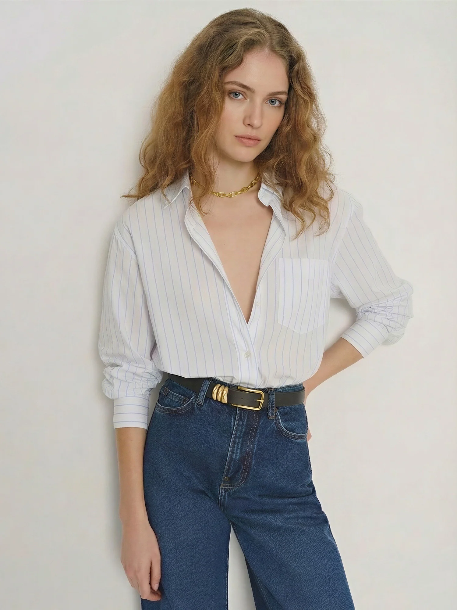 Oversized Striped Tailored Button Down Shirt - Image 11