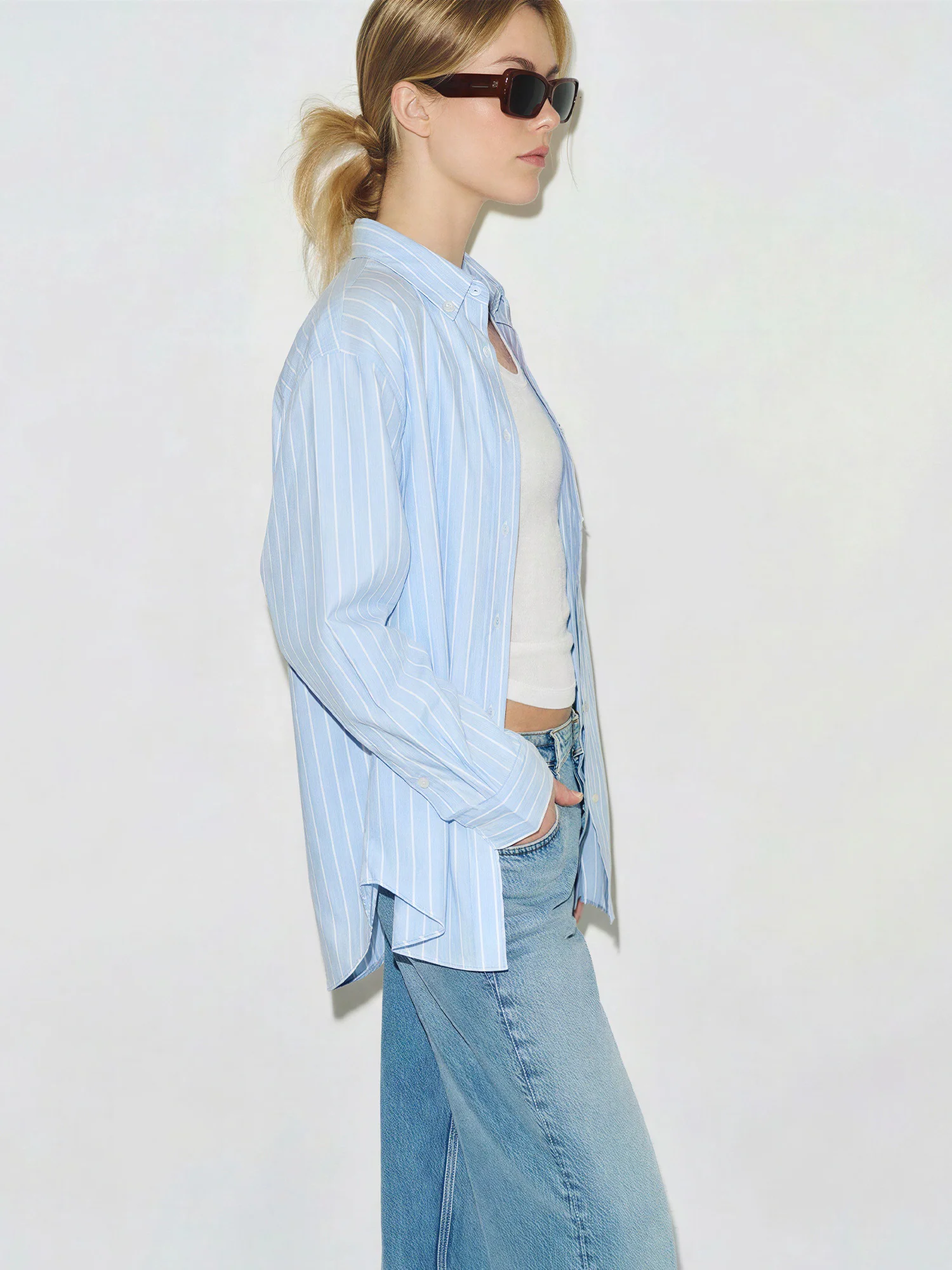 Oversized Striped Tailored Button Down Shirt - Image 8