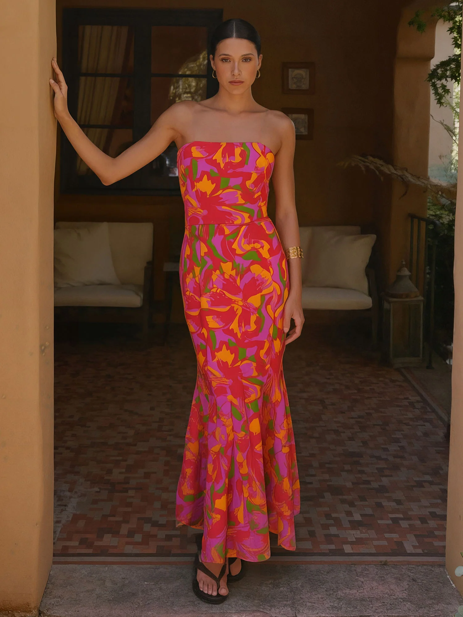 Strapless Floral Maxi Dress - Image 7