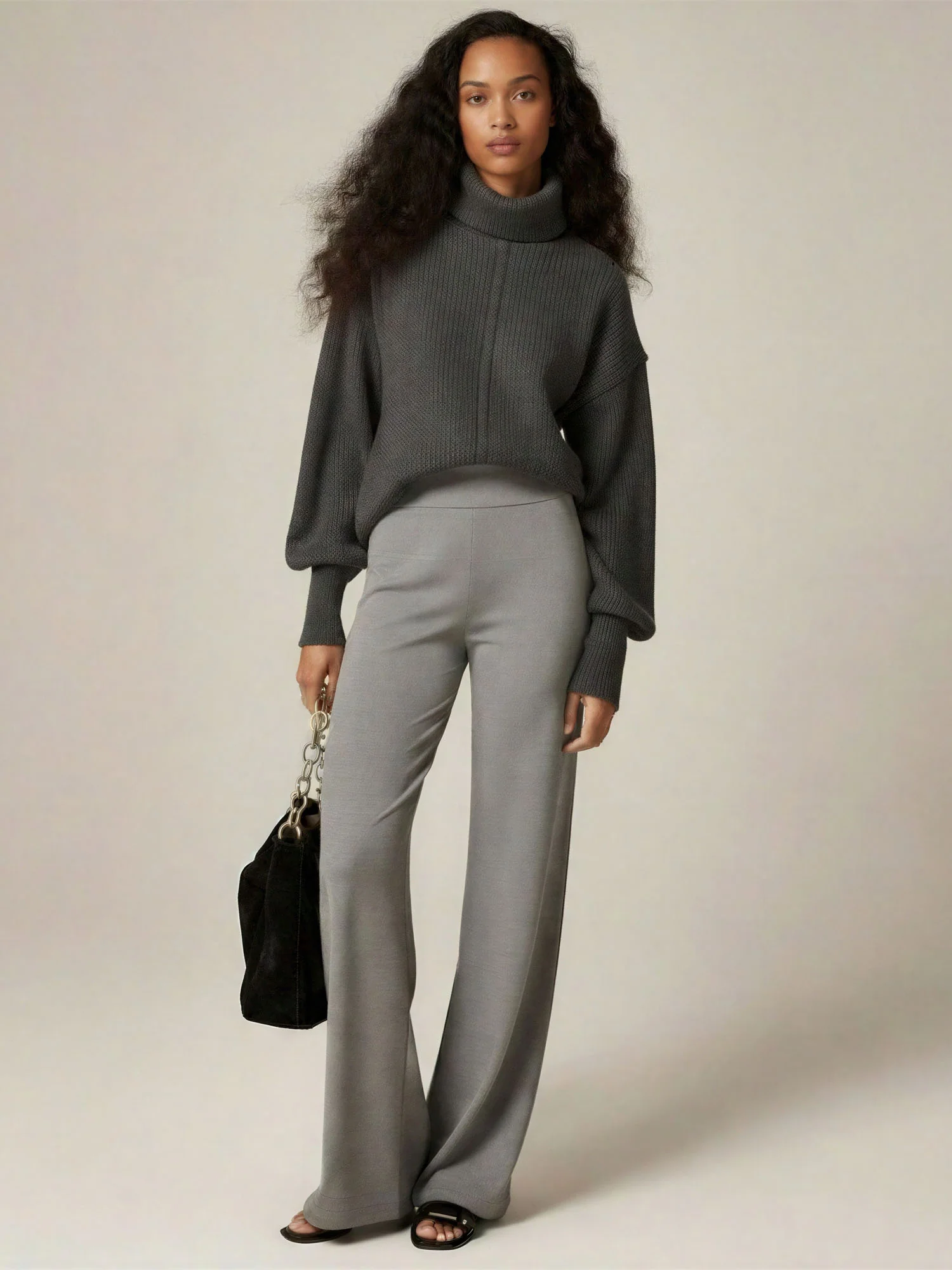 Petite Ponte Wide Leg Mid Rise Pant - Image 12