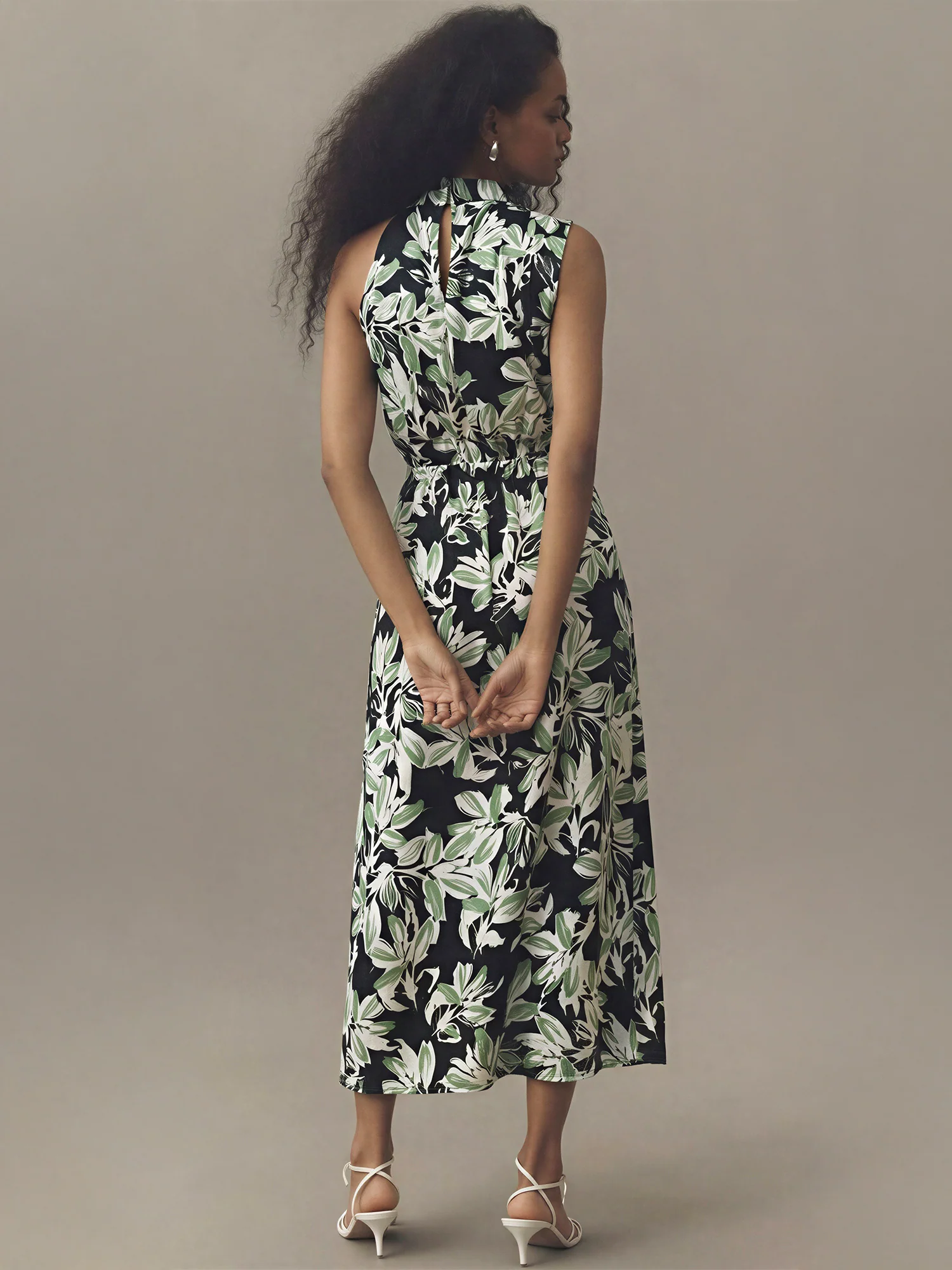 Printed Multi Mock Neck Satin Dress - Image 3