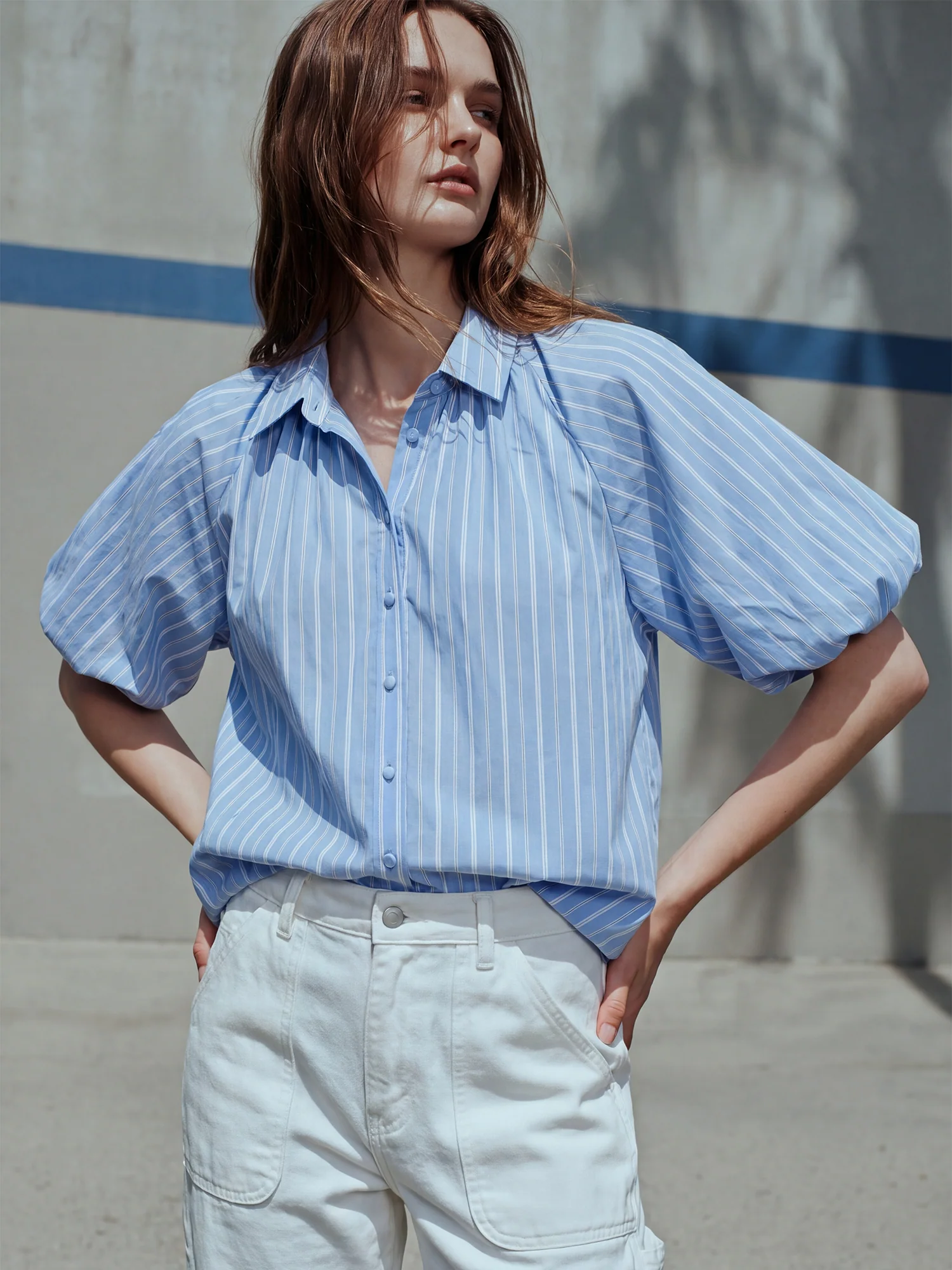 Puff Sleeve Button Down Shirt - Image 3
