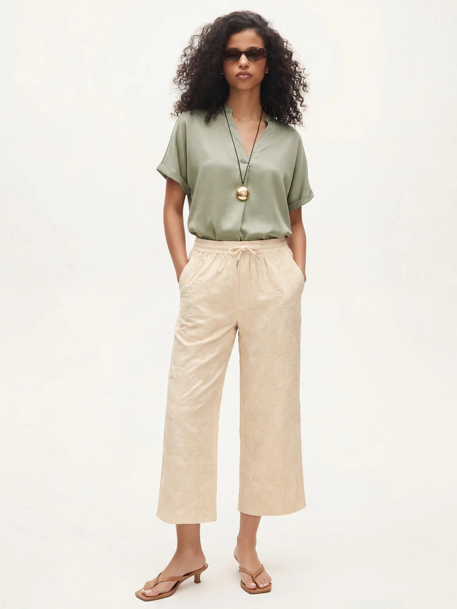 Pull On Floral Embroidered Pants - Image 8