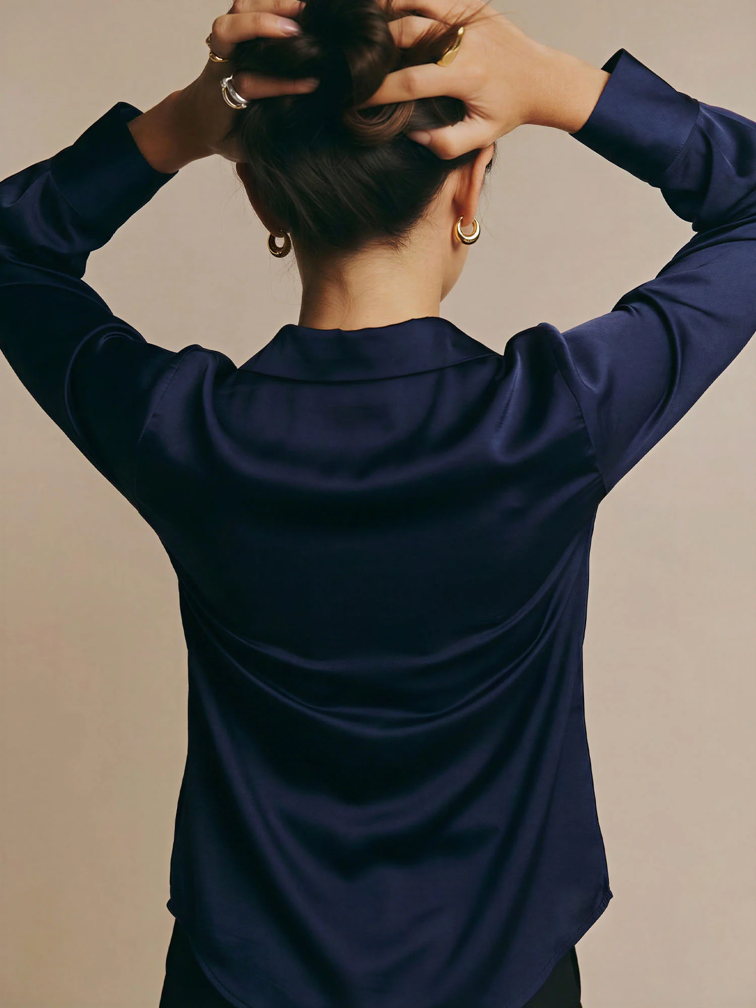 Satin Cuffed Button Down Blouse - Image 5