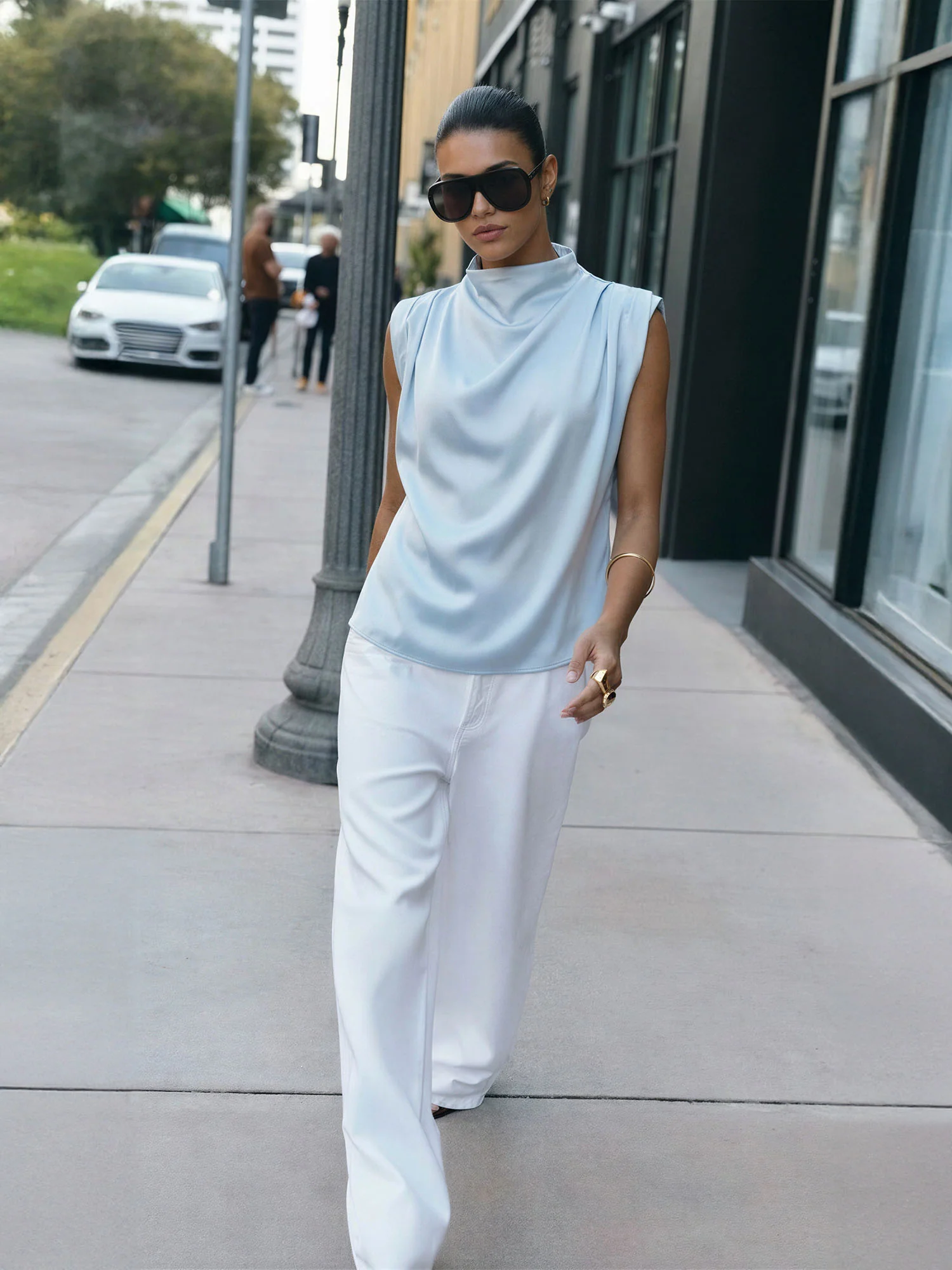 Satin Cowl Neck Blouse - Image 8