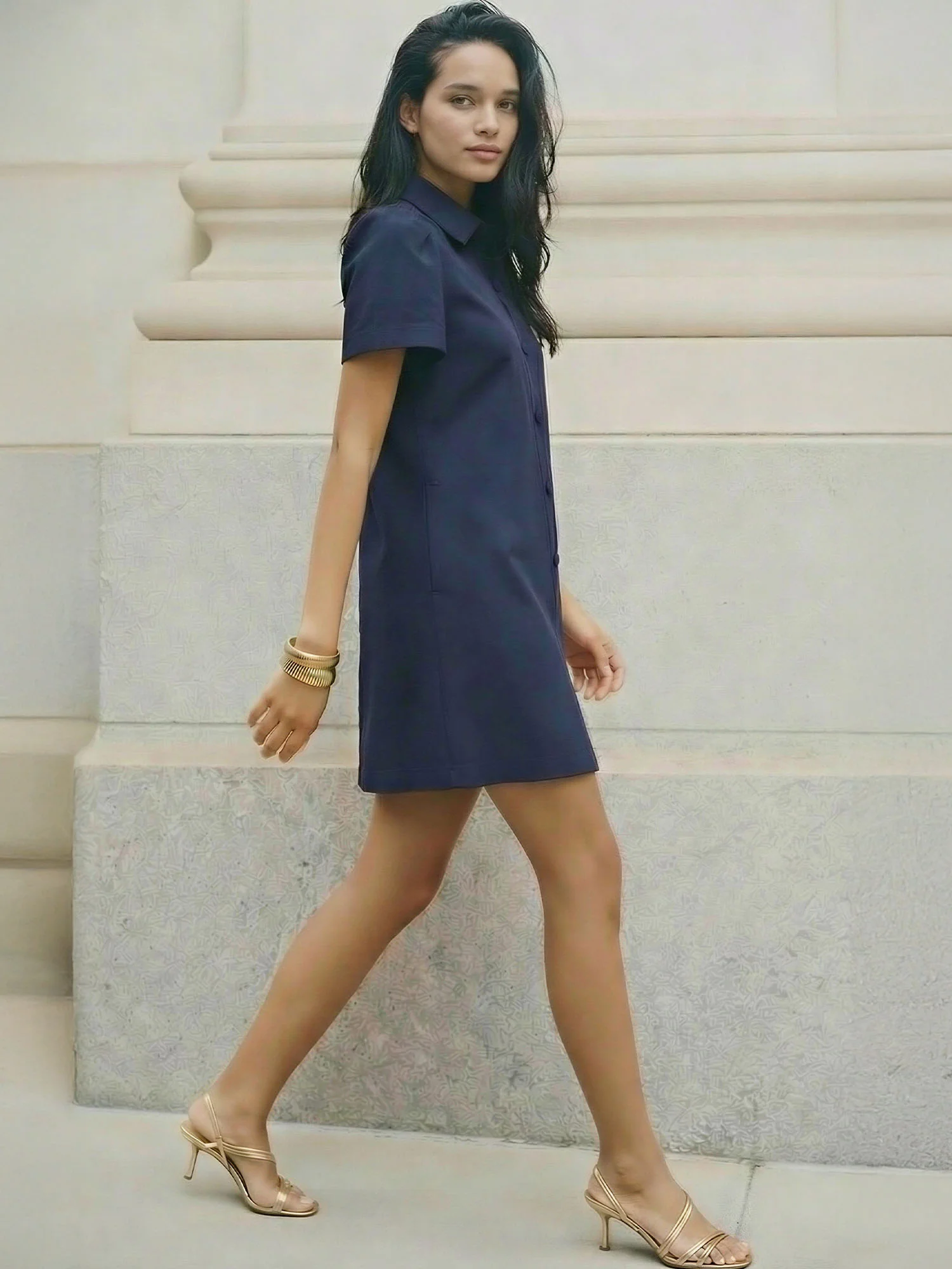 Short Sleeve Button Down Shirt Mini Dress - Image 3