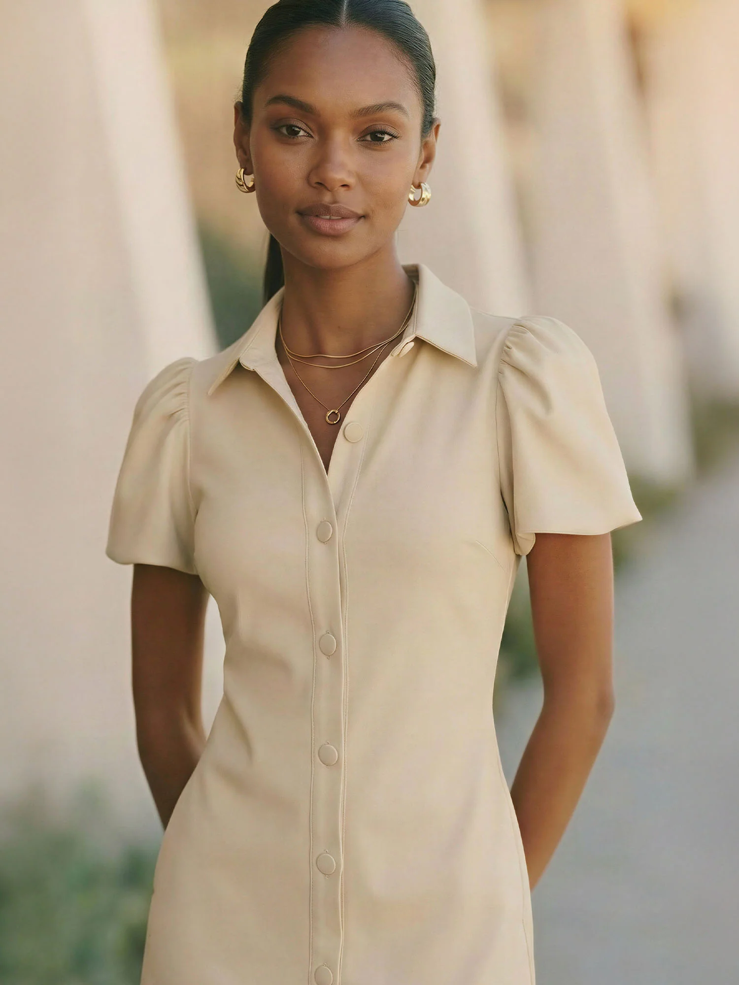 Short Sleeve Button Down Shirt Mini Dress - Image 9