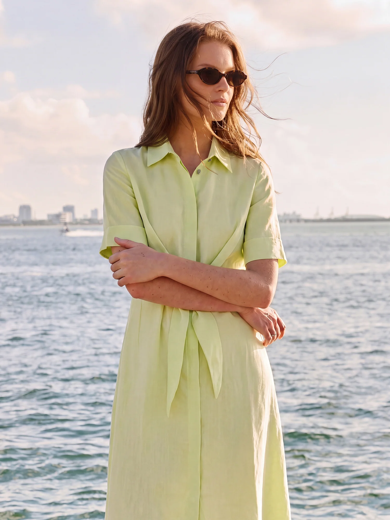 Short Sleeve Linen Midi Shirtdress - Image 2