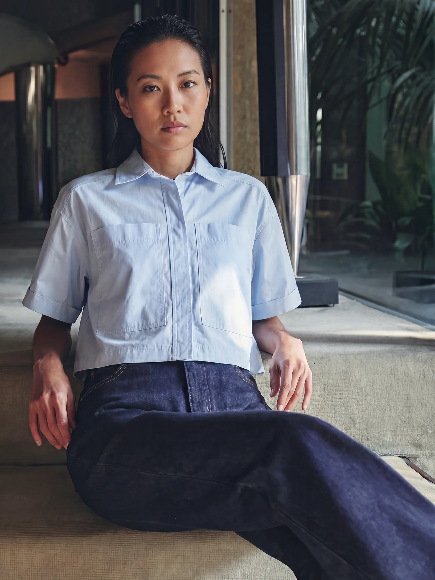 Short Sleeve Oversized Button Down Shirt
