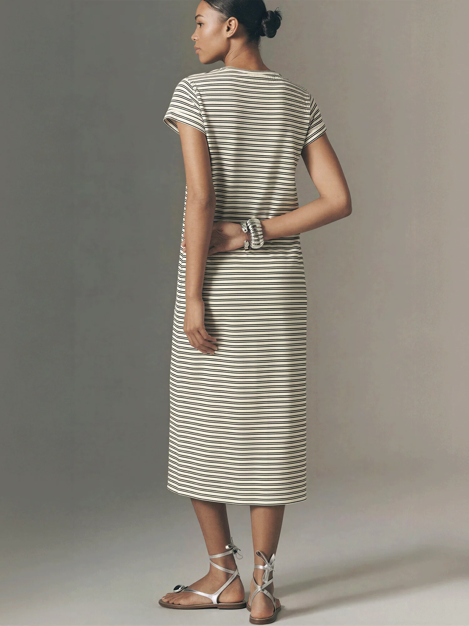 Short Sleeve Stripe T-Shirt Maxi Dress - Image 4