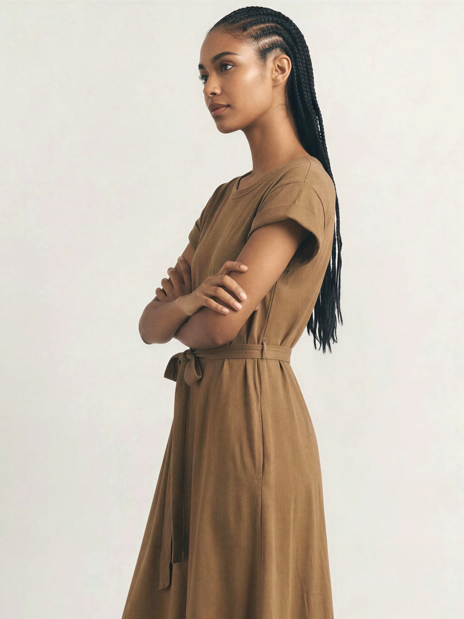 Short Sleeve Tie Waist T-Shirt Midi Dress - Image 3