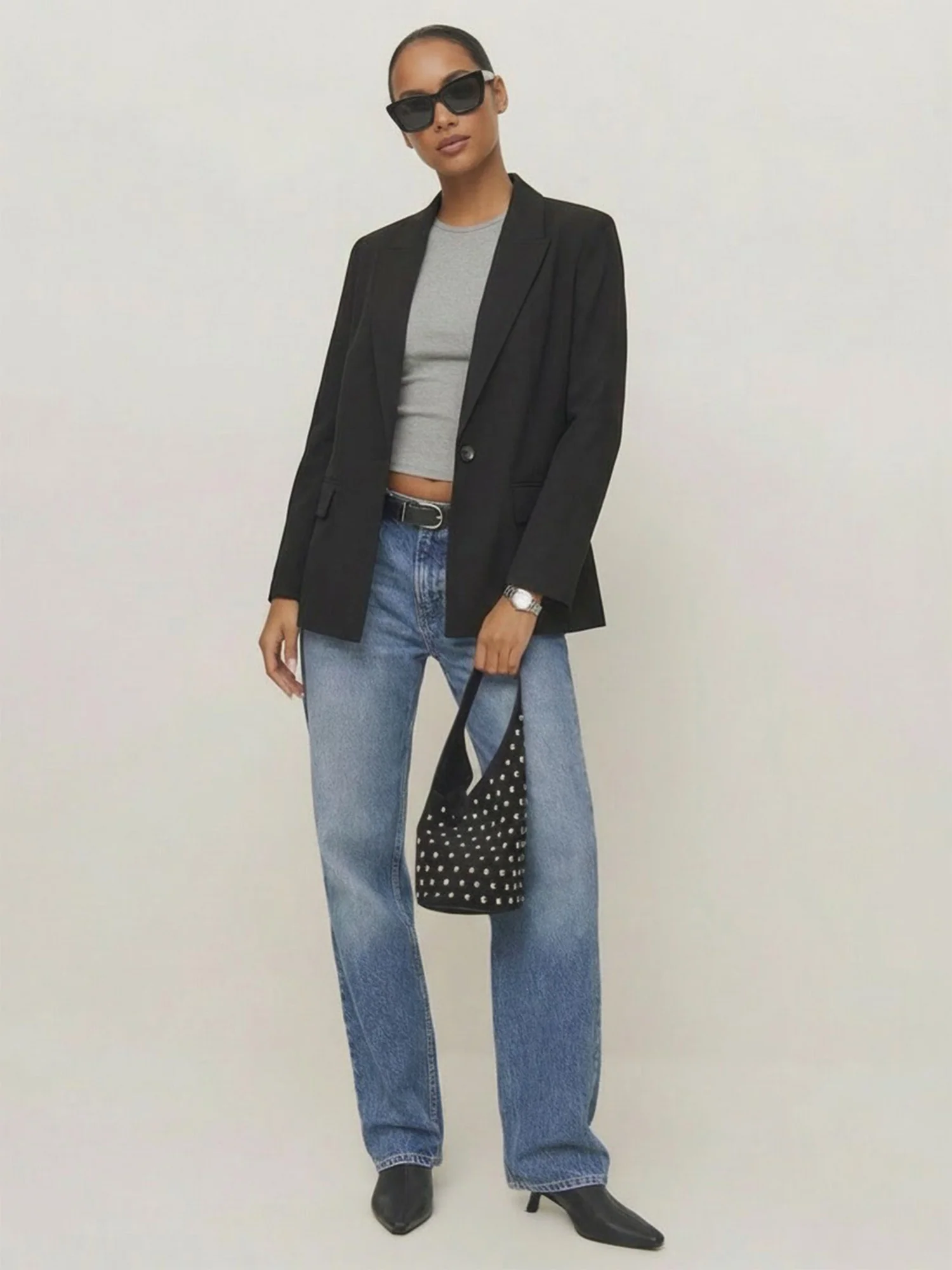 Single Breasted Classic Tailored Striped Blazer - Image 3