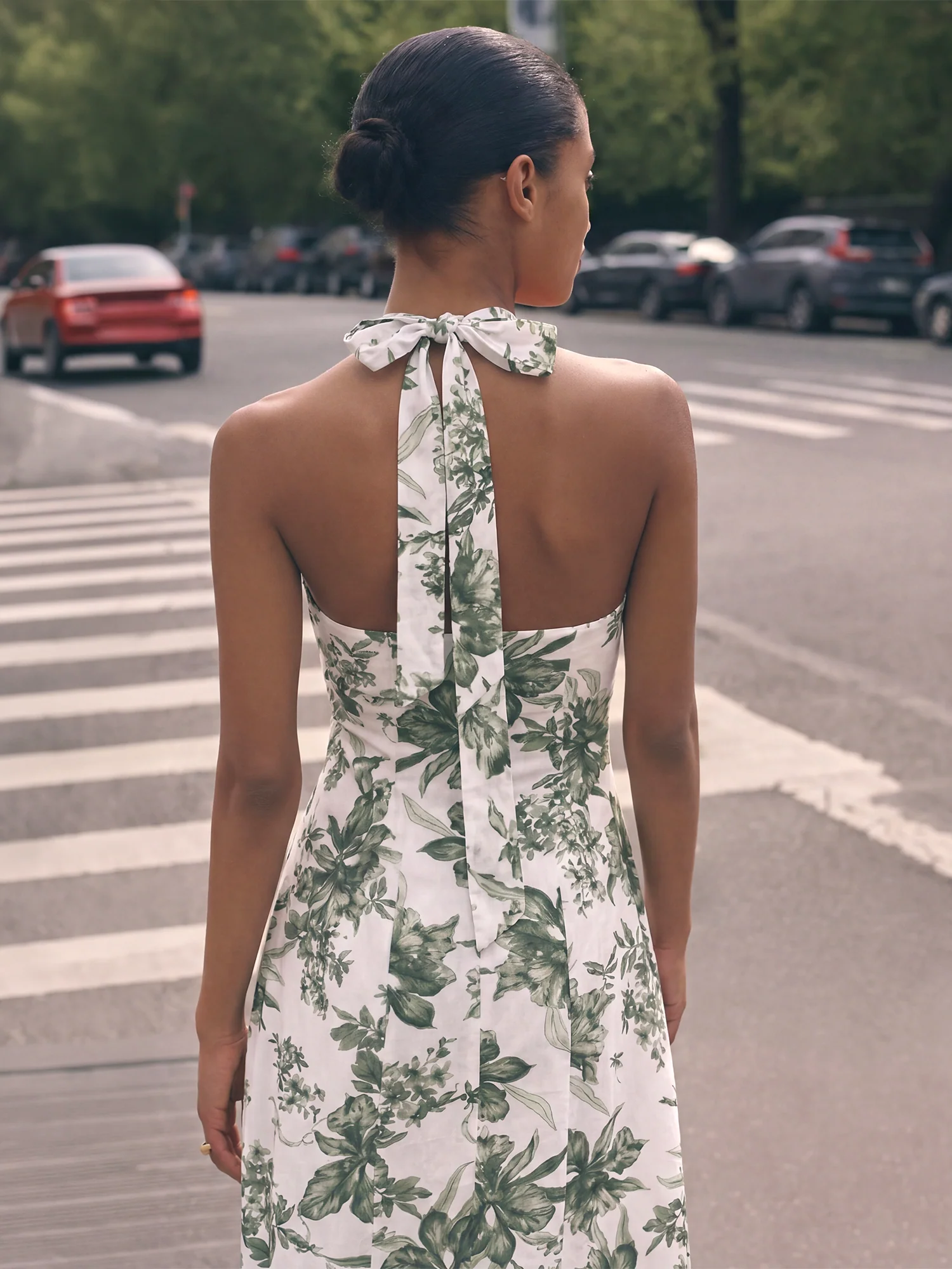Sleeveless Halter Neck Floral A Line Maxi Dress - Image 4