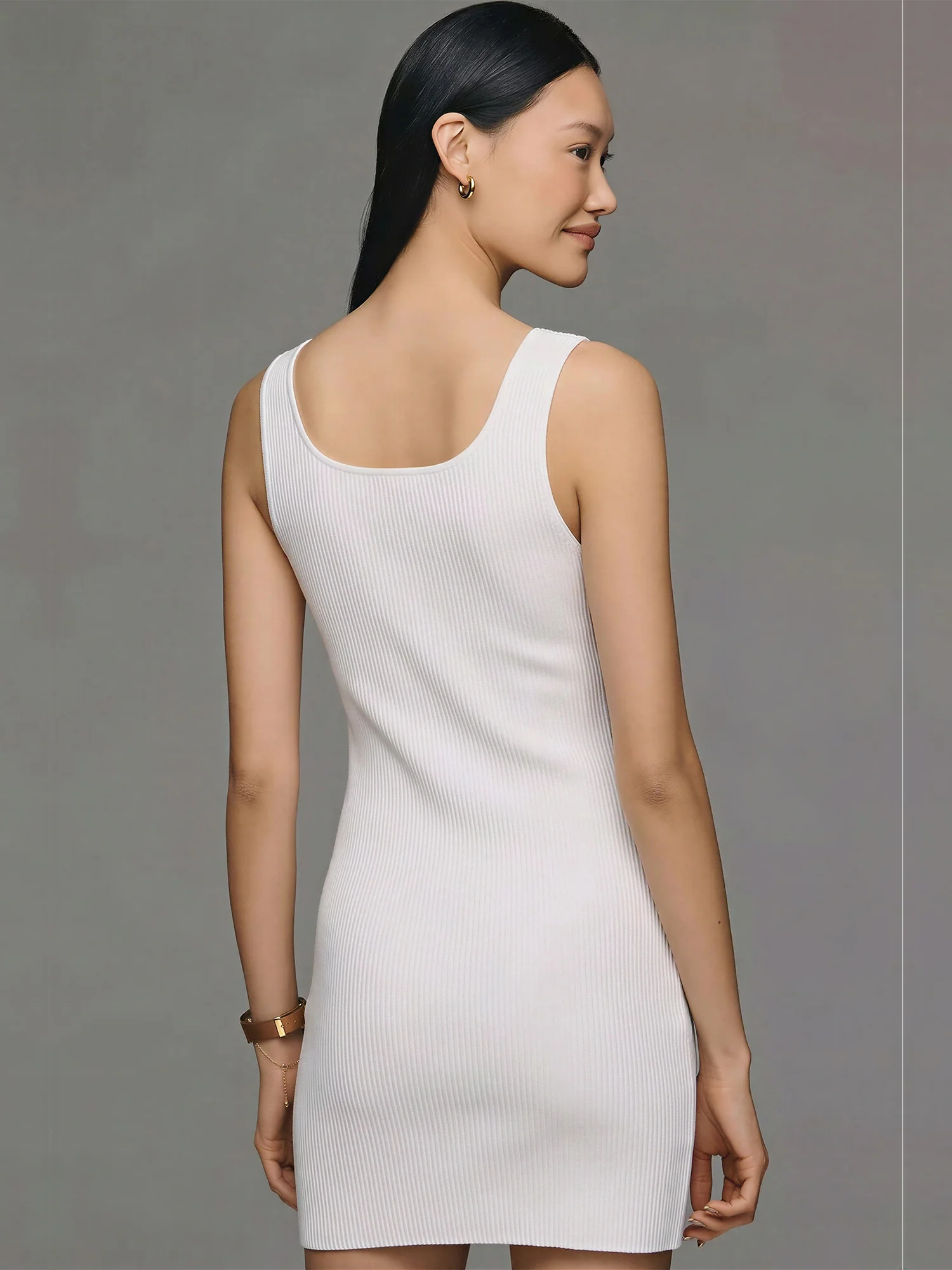 Sleeveless sculpt Rib Knit Bodycon Mini Dress - Image 12