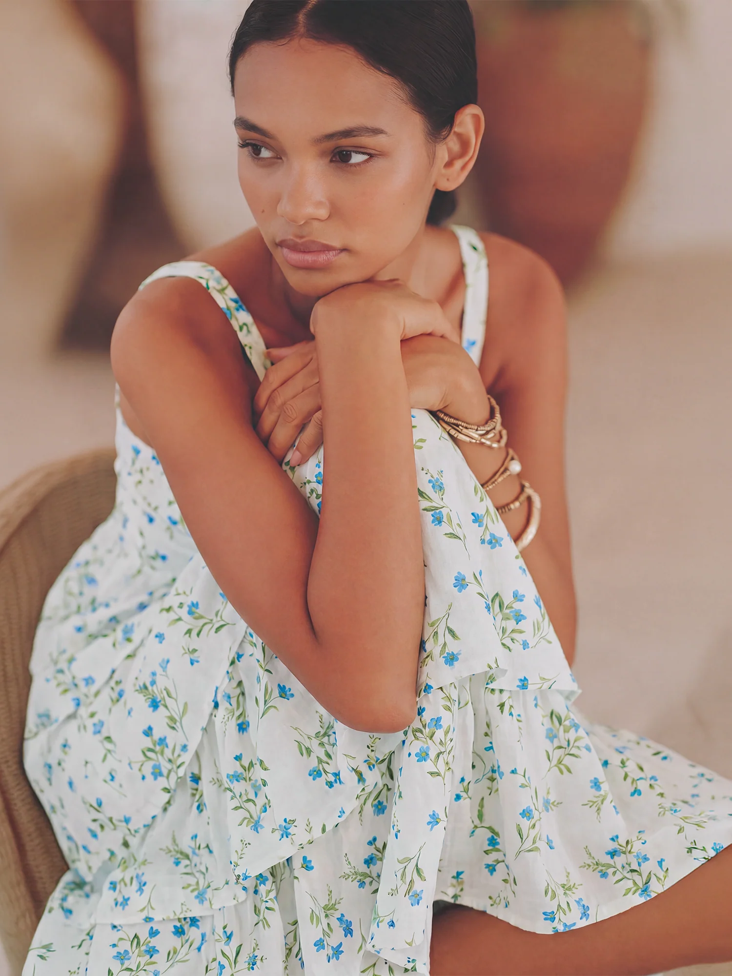 Sleeveless Tie Back Tiered Floral Maxi Dress - Image 4