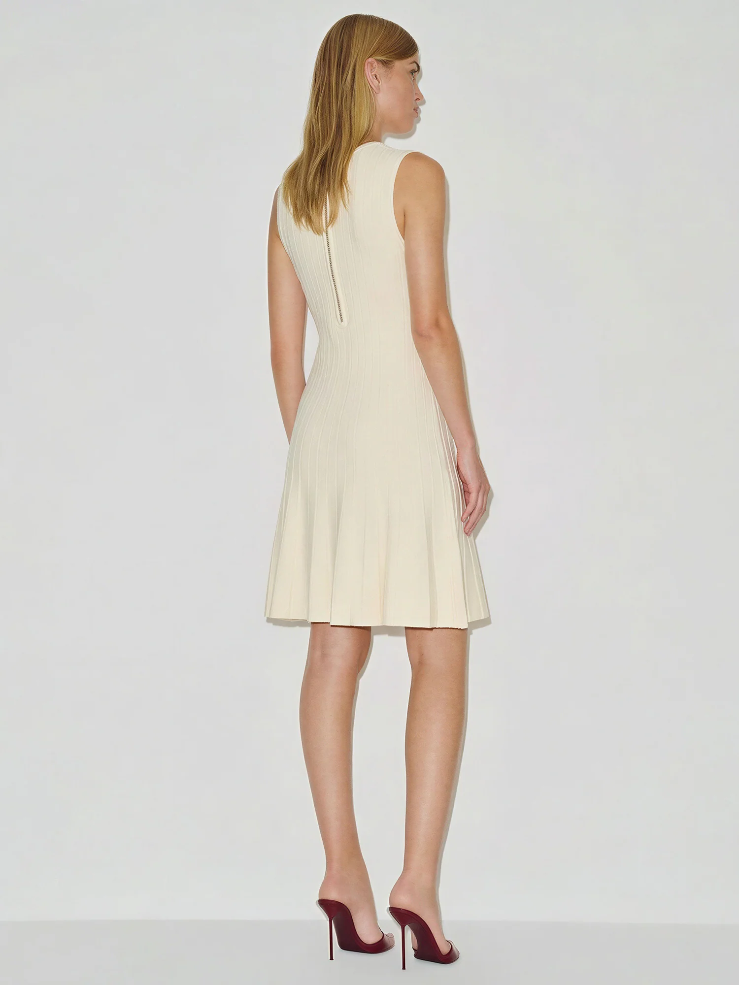 Sleeveless Key Hole Pleated Knit Mini Dress - Image 4