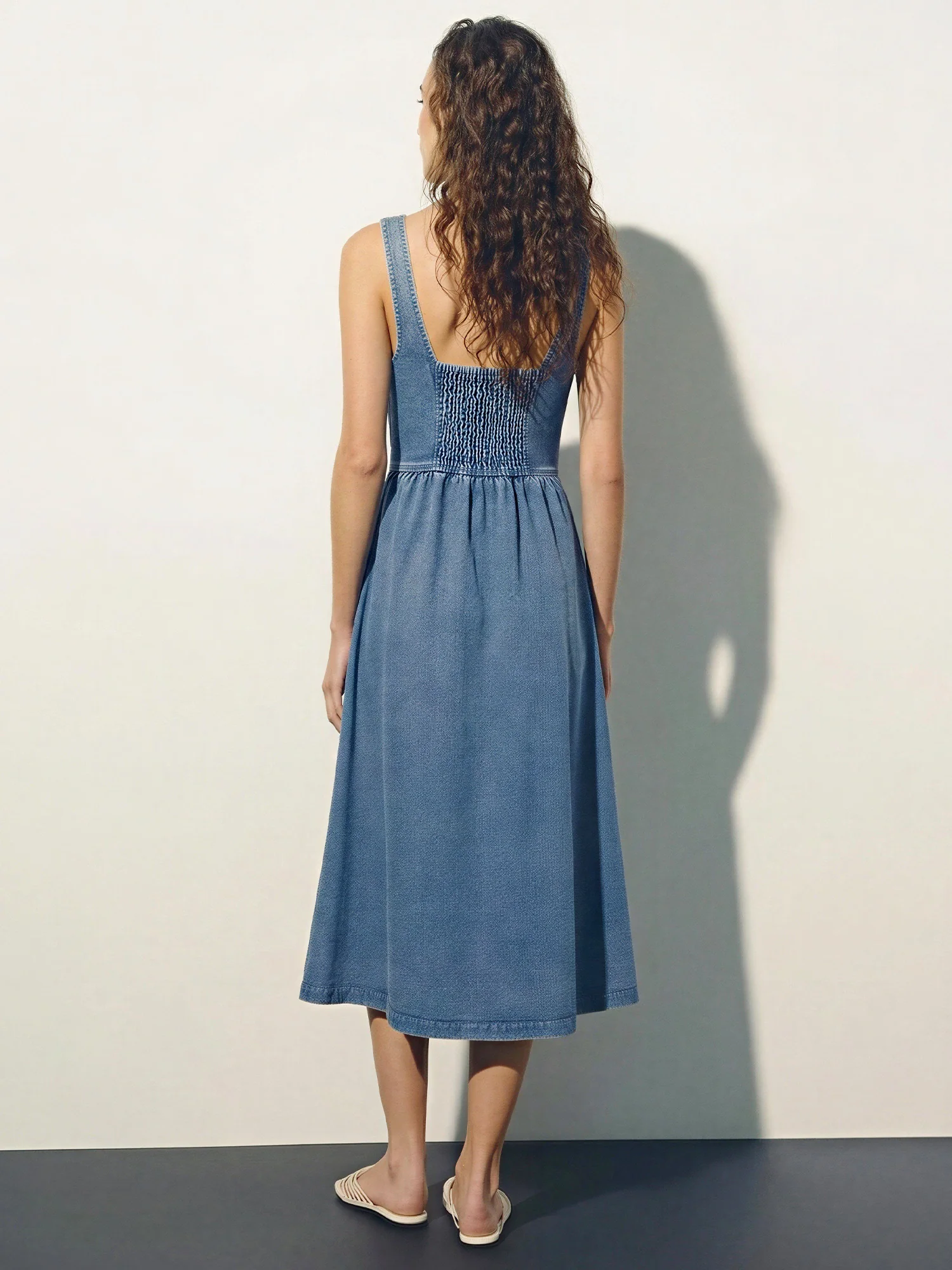 Sleeveless Sweetheart Button Front A-Line Midi Dress - Image 5