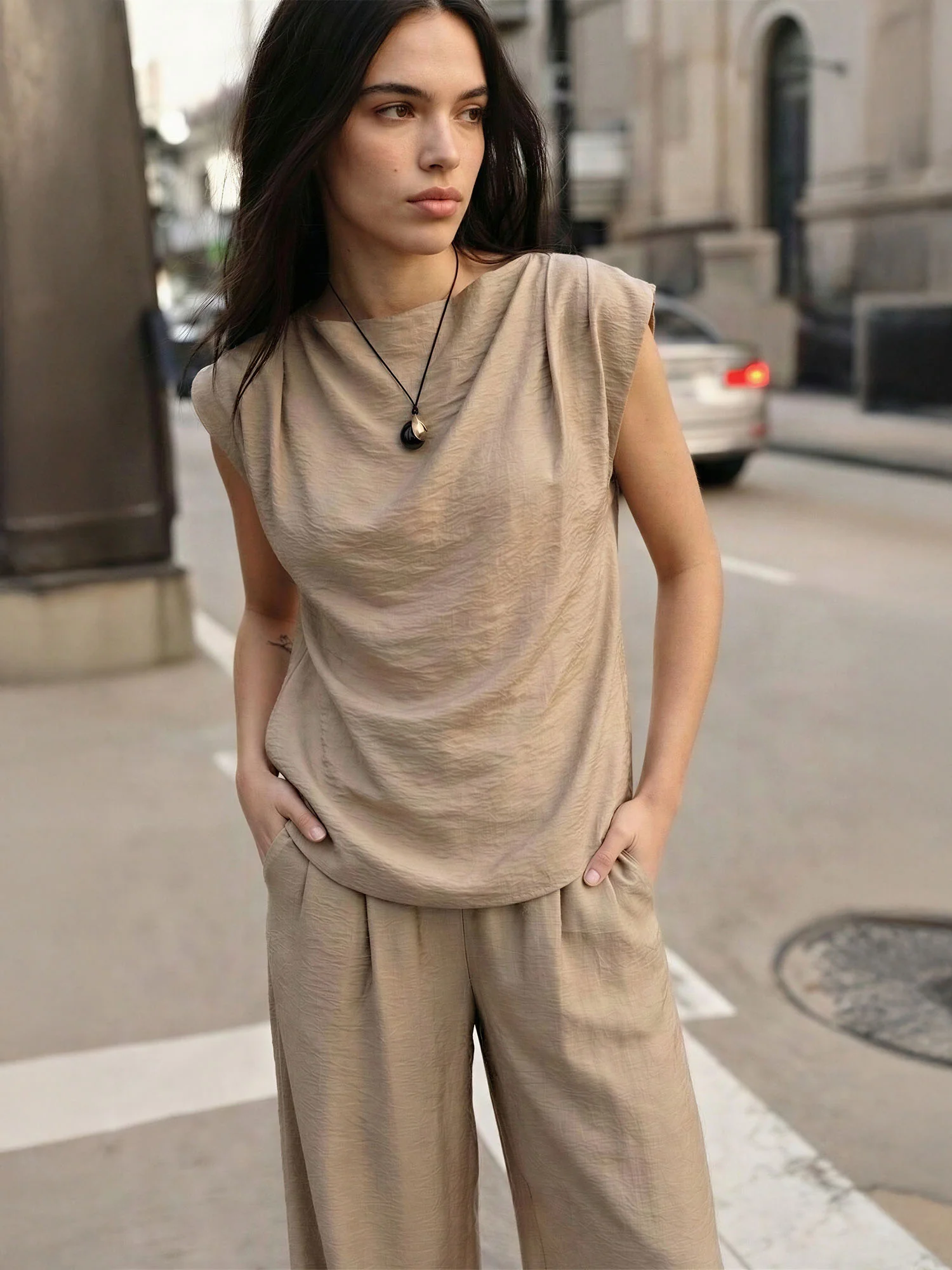 Sleevless Cowl Neckline Blouse - Image 7