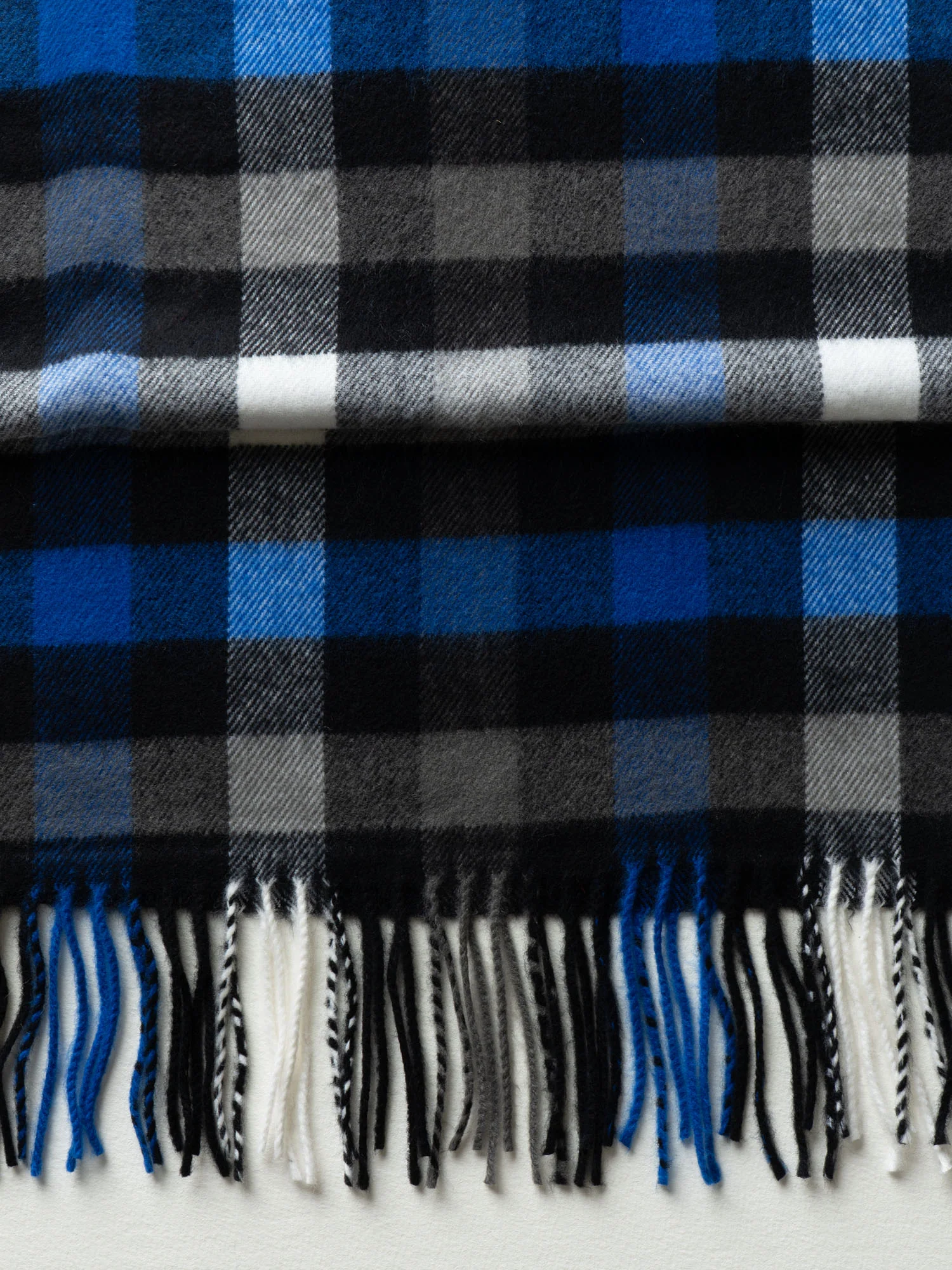 Blue And Black Check Fringe Scarf - Image 2