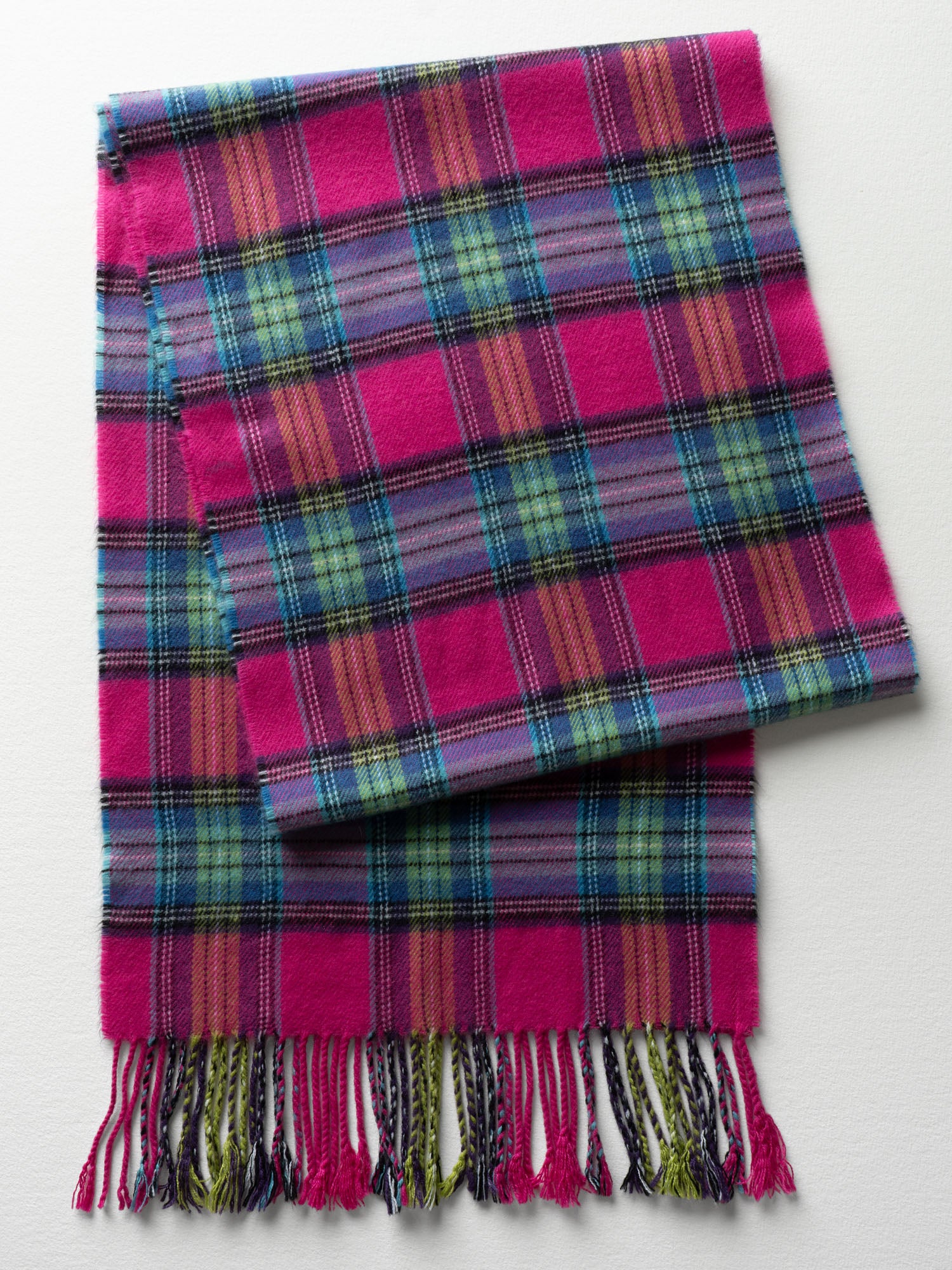 Pink And Blue Fringe Scarf