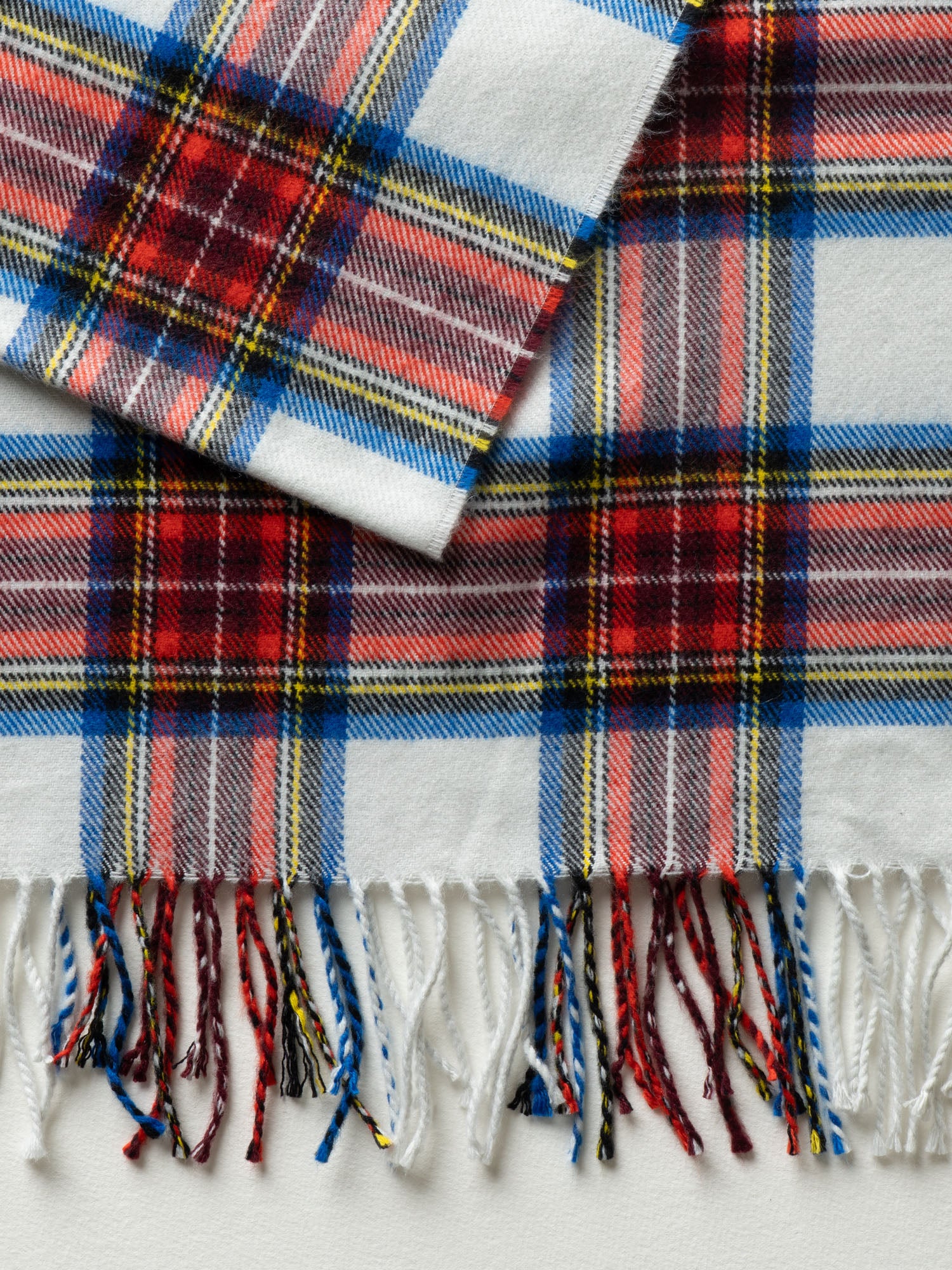 Wide Tartan Red And White Fringe Scarf - Image 2