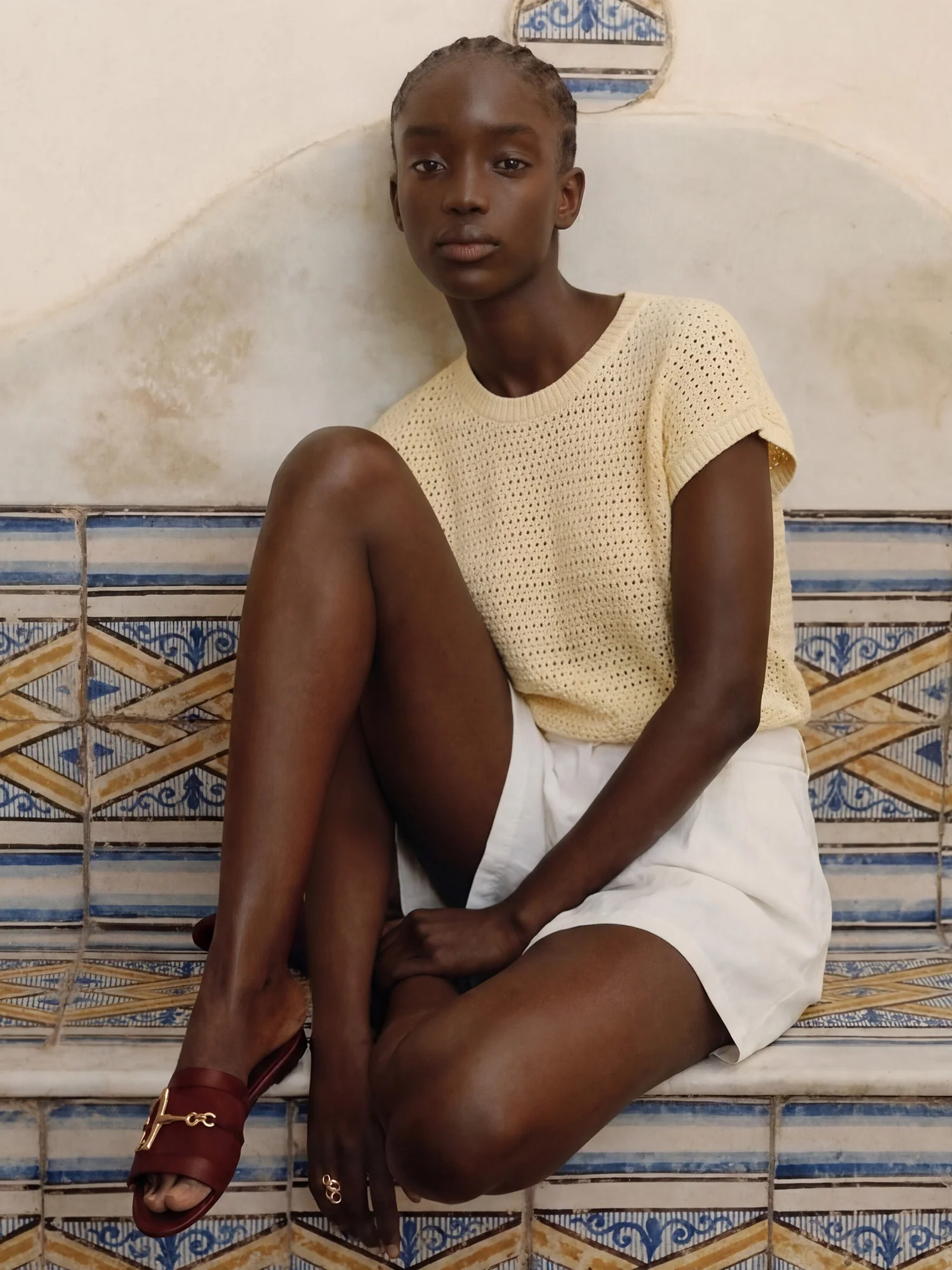 Short Sleeve Open Crochet Top