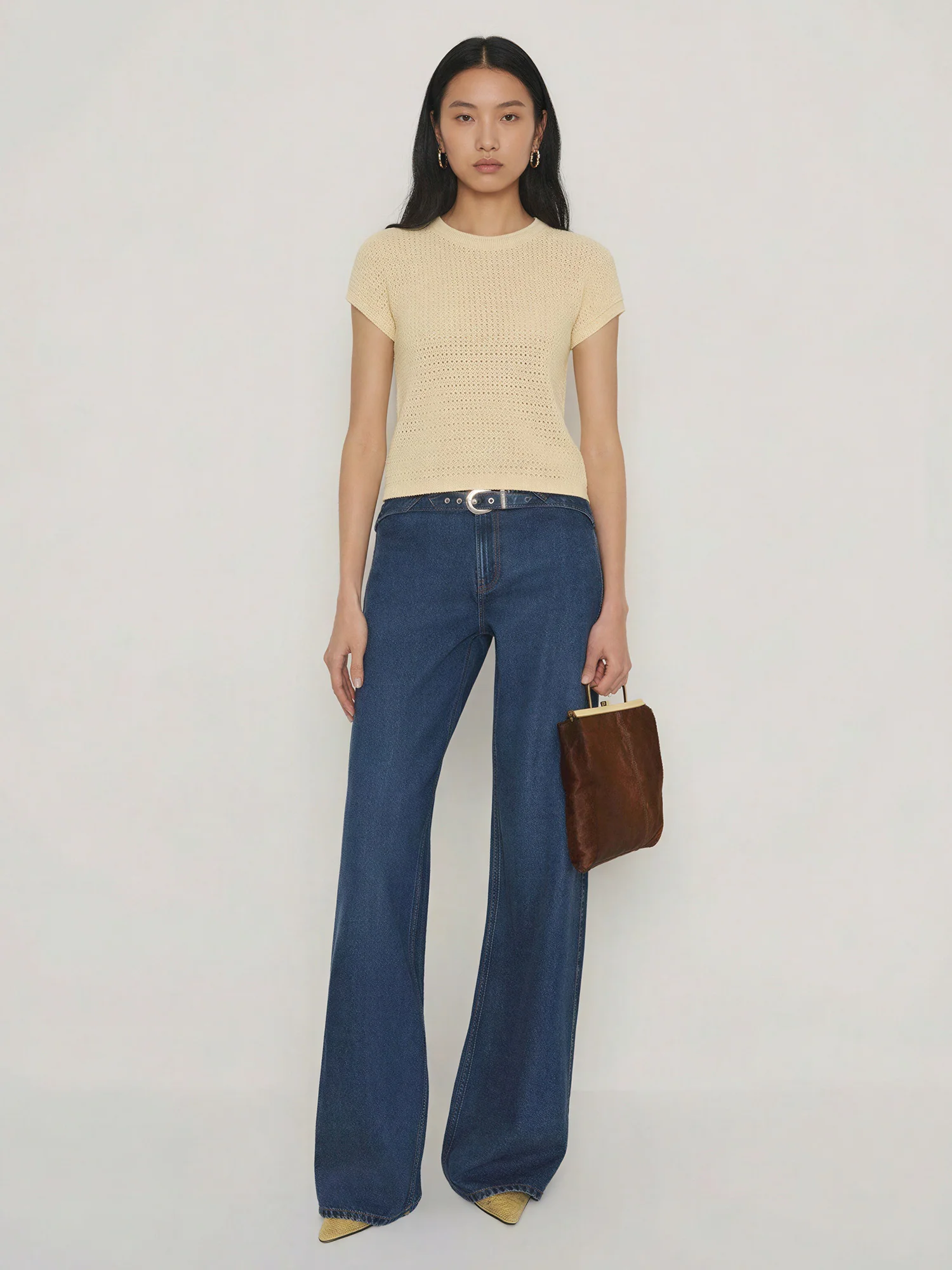 Short Sleeve Open Crochet Top - Image 3