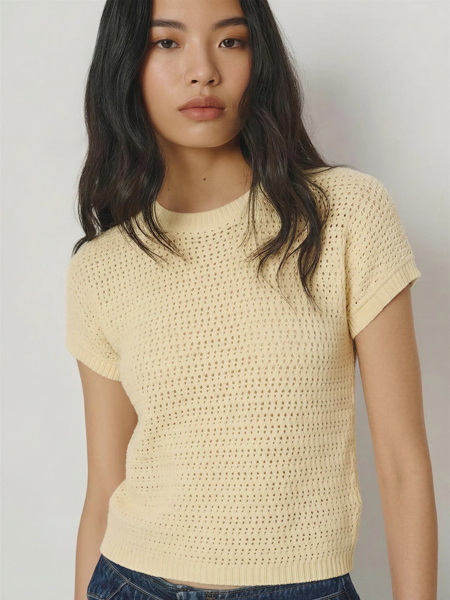 Short Sleeve Open Crochet Top - Image 4