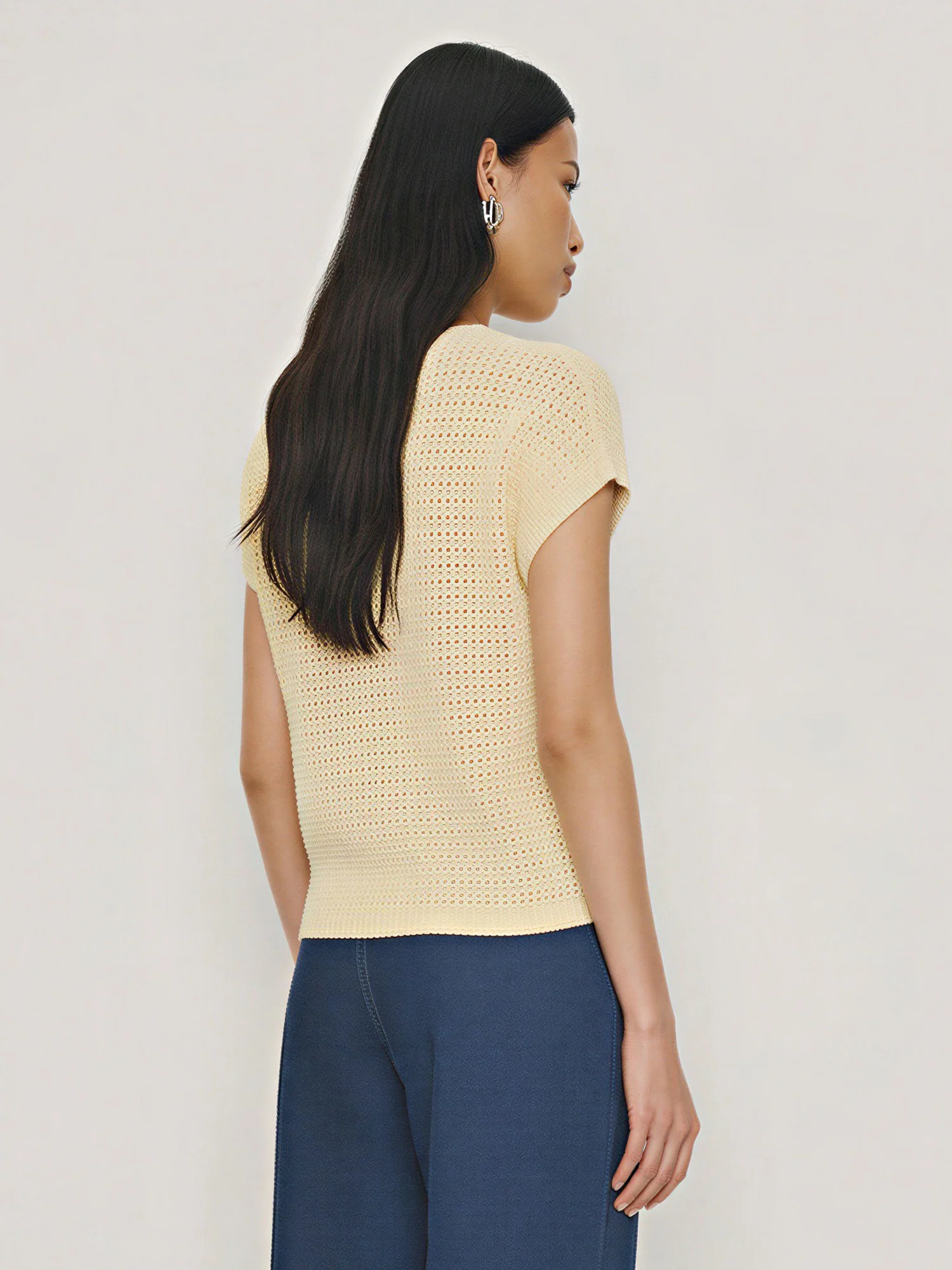 Short Sleeve Open Crochet Top - Image 5