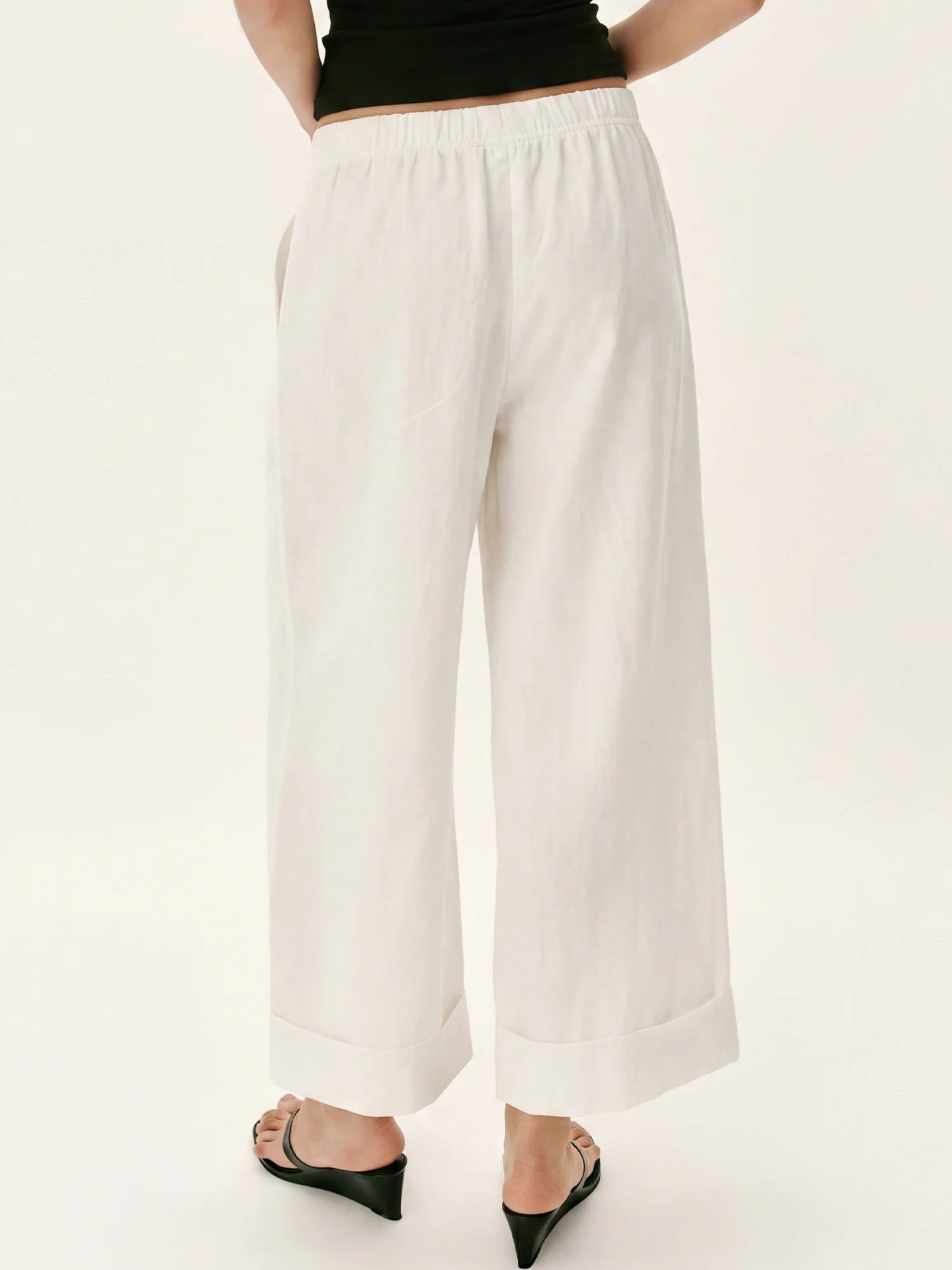 Tie Waist Casual Linen Straight Leg Pants - Image 9